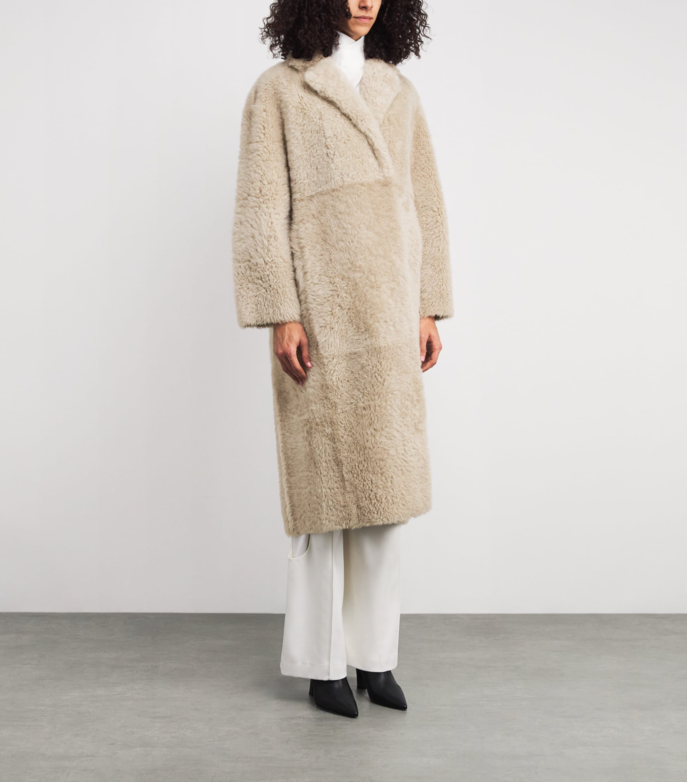 Shearling Trench Coat BEIGE Image 3