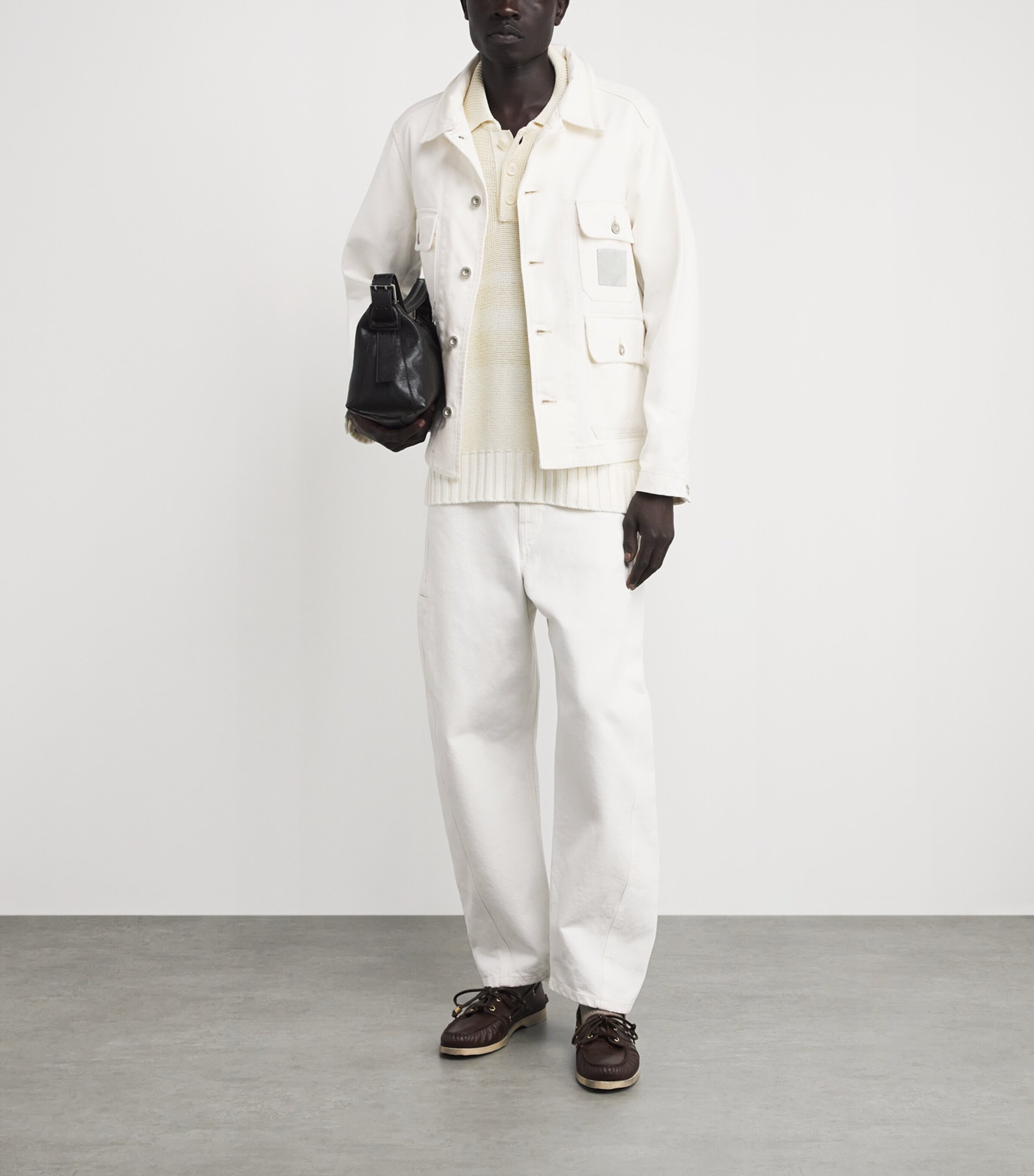 C.P. Company Mens Pocket-Detail Denim Jacket Gauze White Image 2