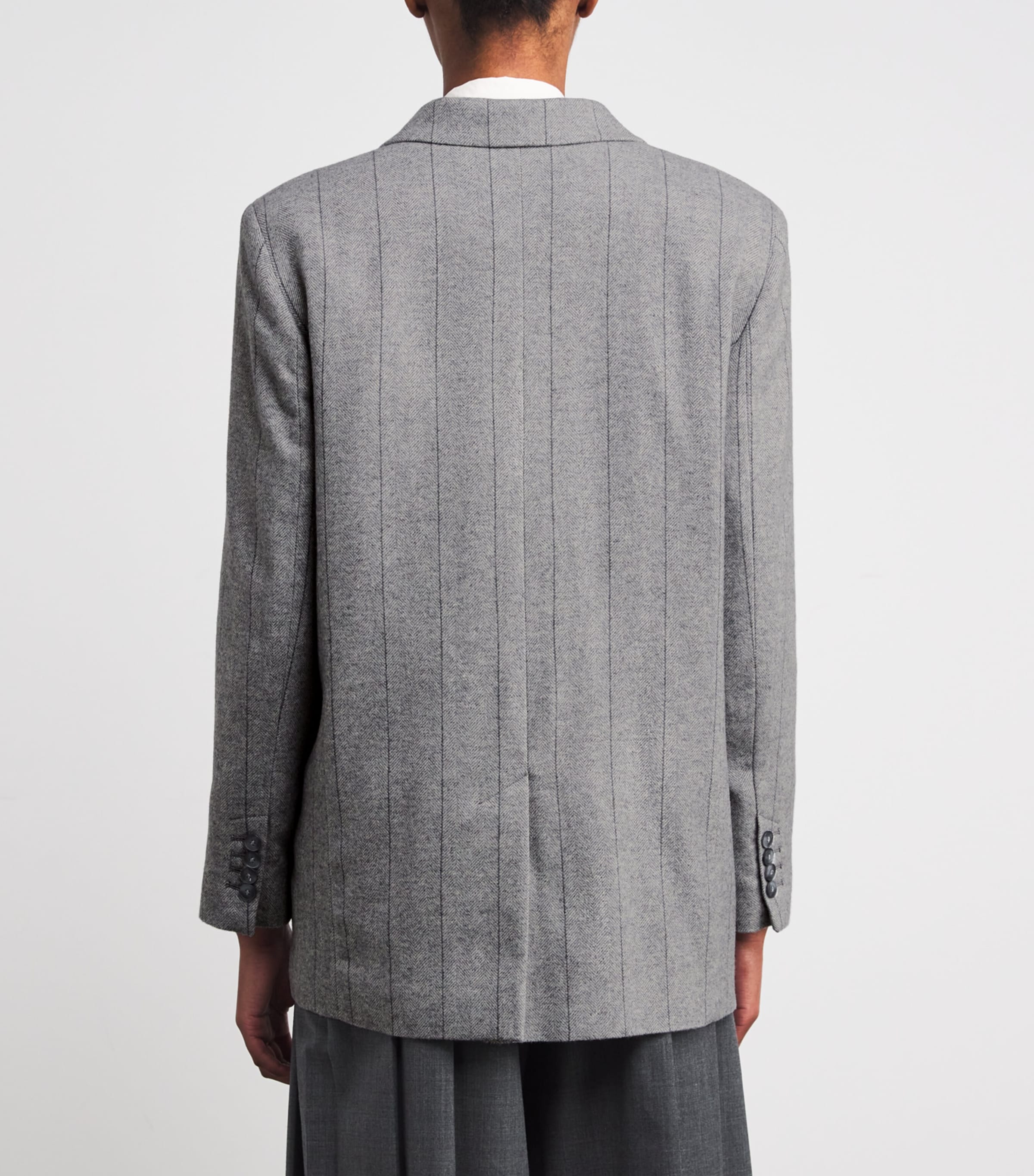 Wool-Blend Double-Breasted Blazer GREY Image 4