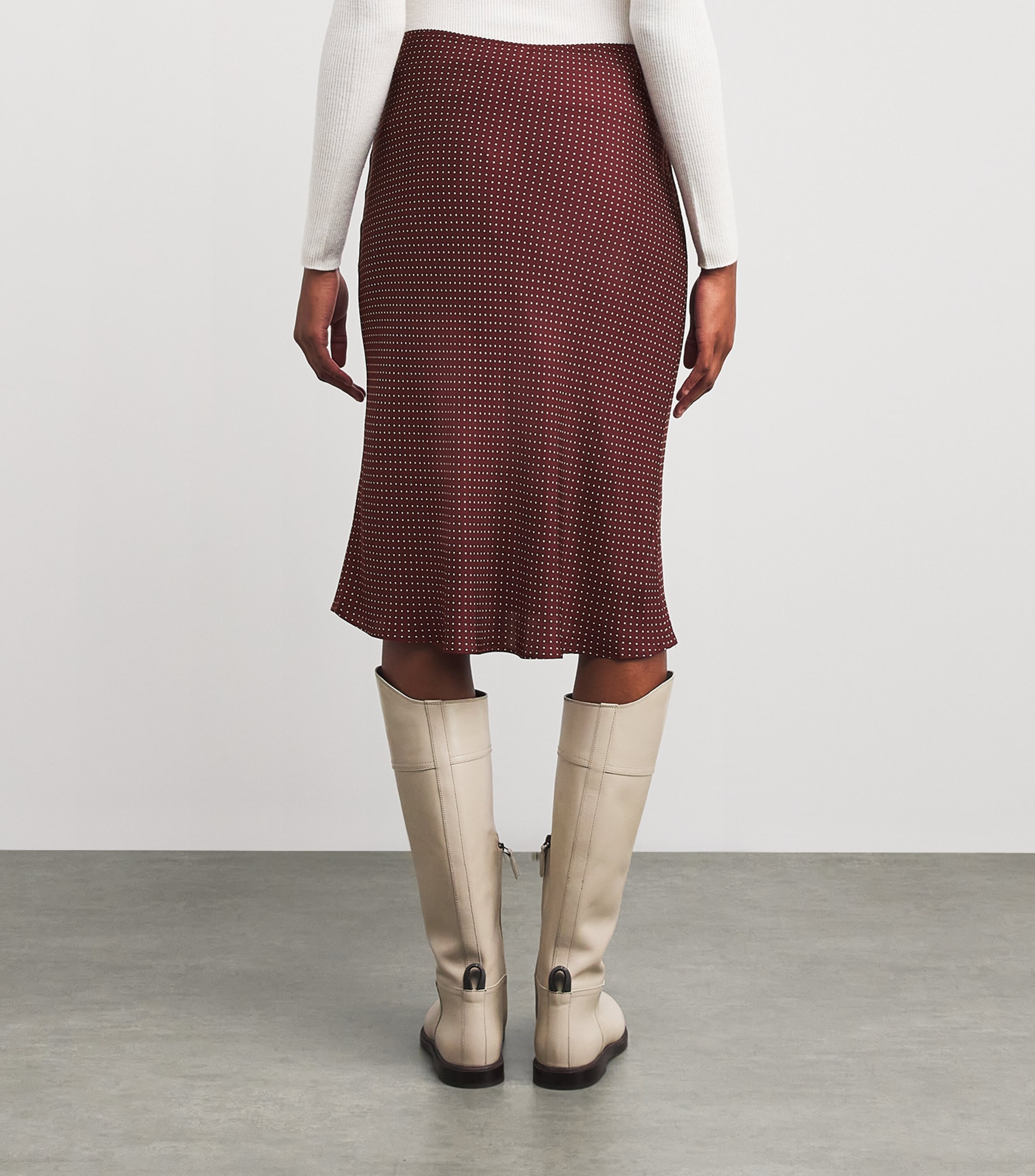 Silk-Blend Satin Elowette Midi Skirt BURGANDY COLETTE DOT Image 4