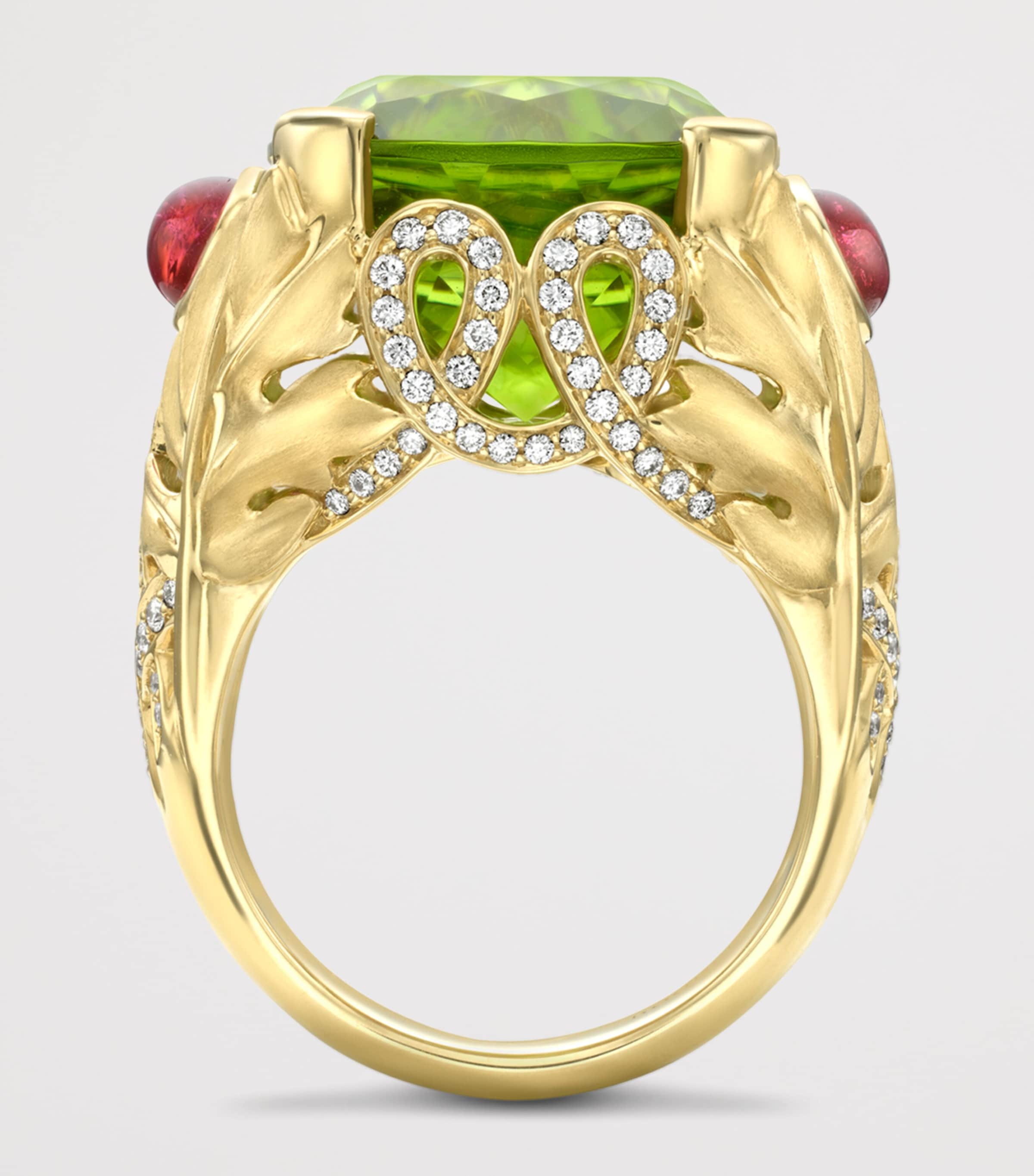 Boodles Yellow Gold, Diamond, Garnet and Peridot The Great Vine Palace Ring Green Image 4