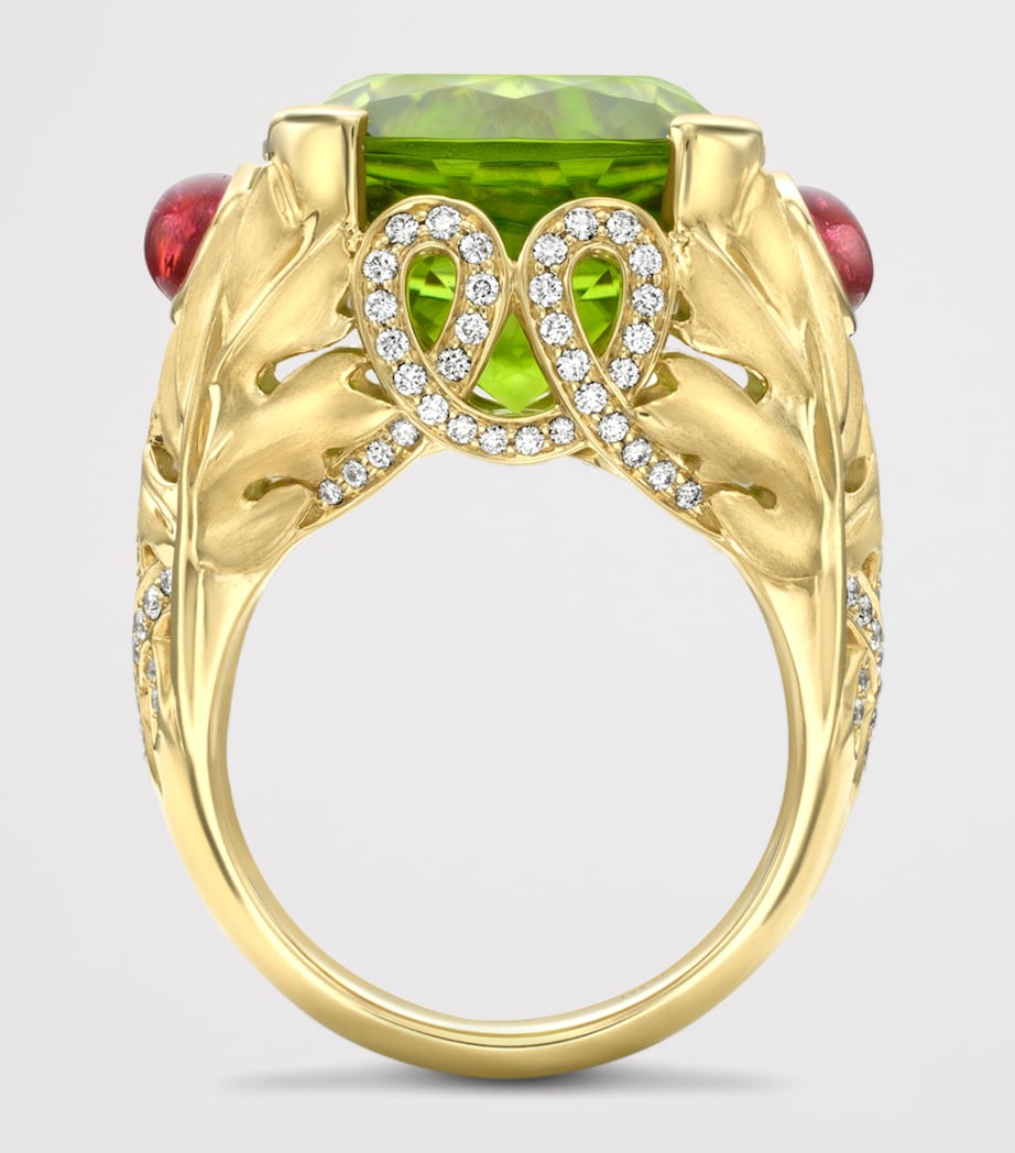 Boodles Yellow Gold, Diamond, Garnet and Peridot The Great Vine Palace Ring Green Image 4