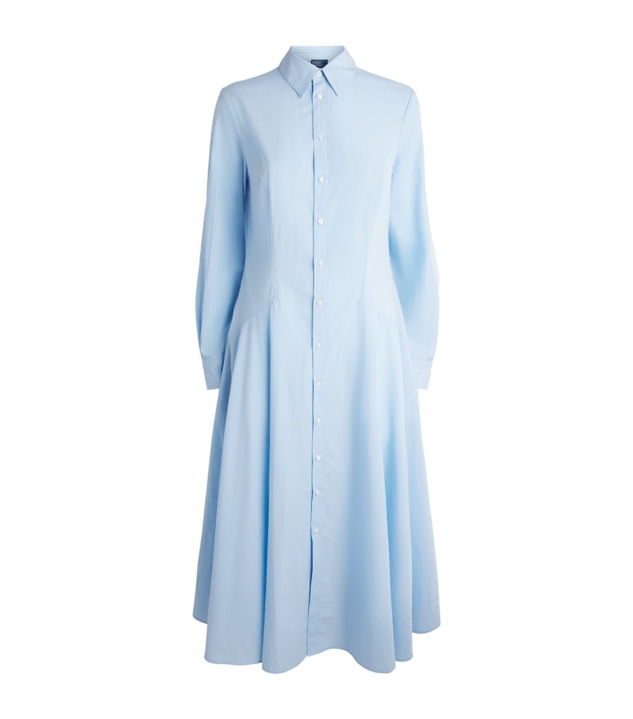 Polo Ralph Lauren Womens Cotton Panelled Midi Dress Southport Blue Image 1