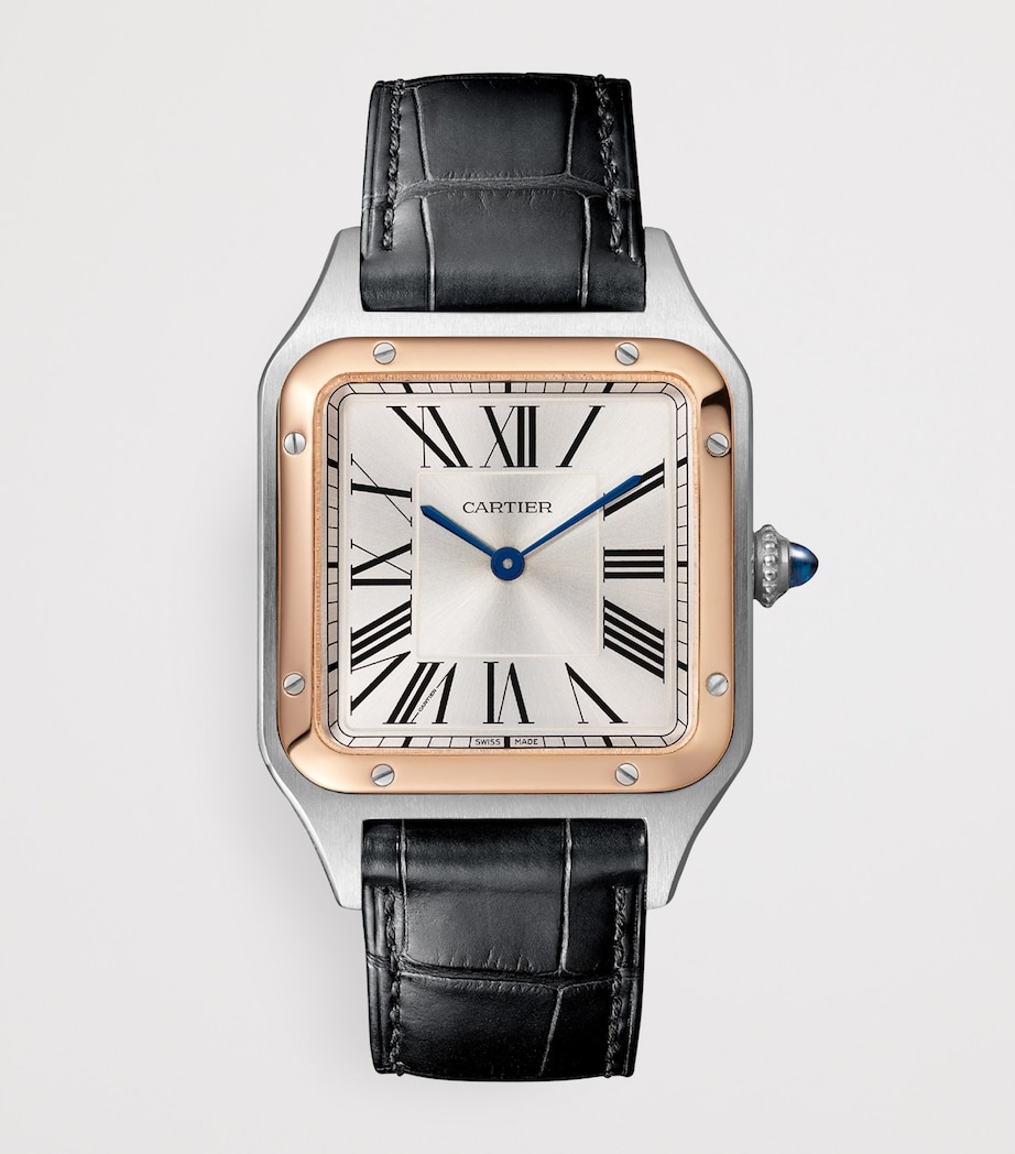 Large Rose Gold and Sapphire Santos-Dumont Watch 31.4mm ROSE GOLD Image 2