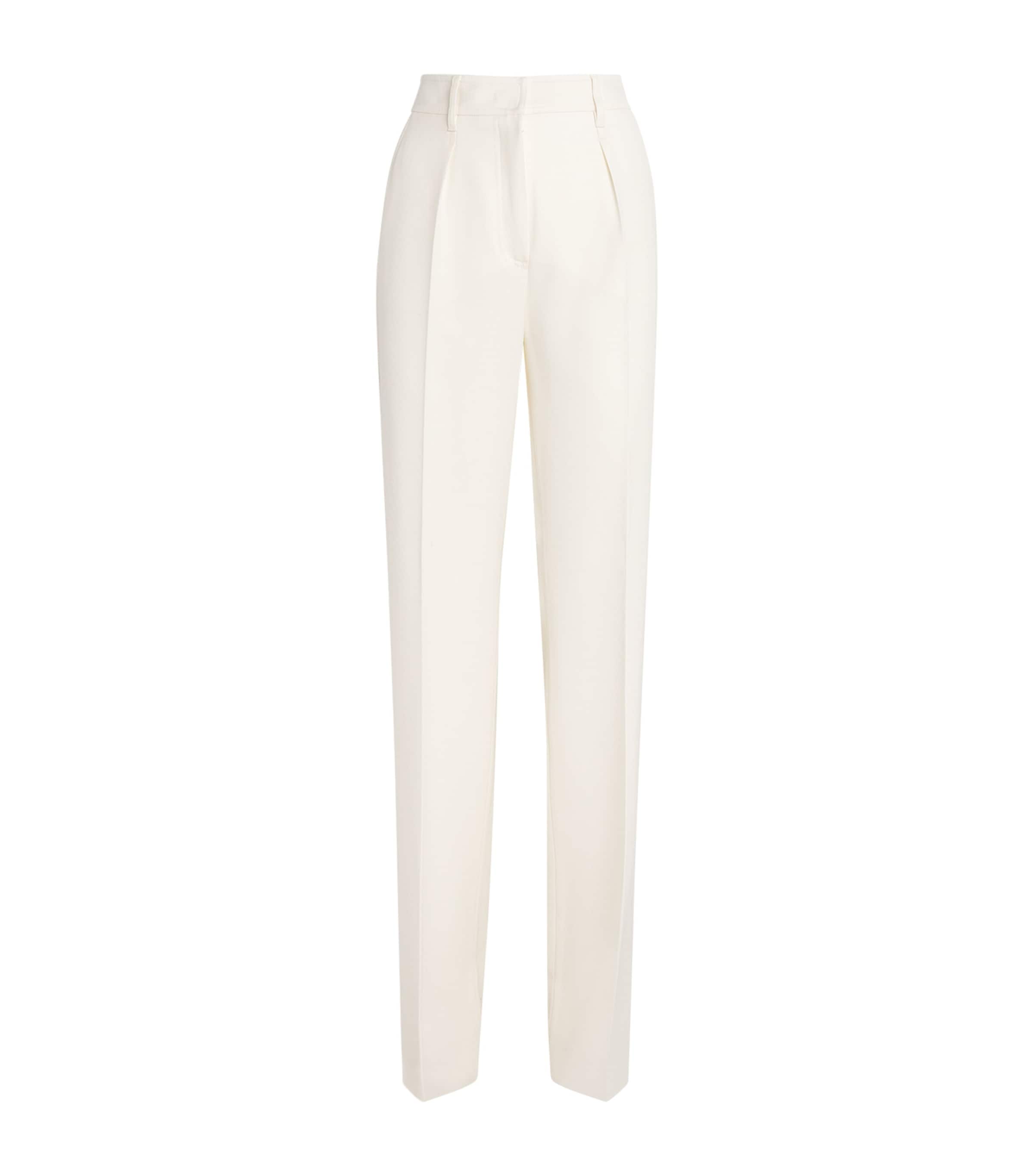 Max Mara Virgin Wool Flared Trousers In White