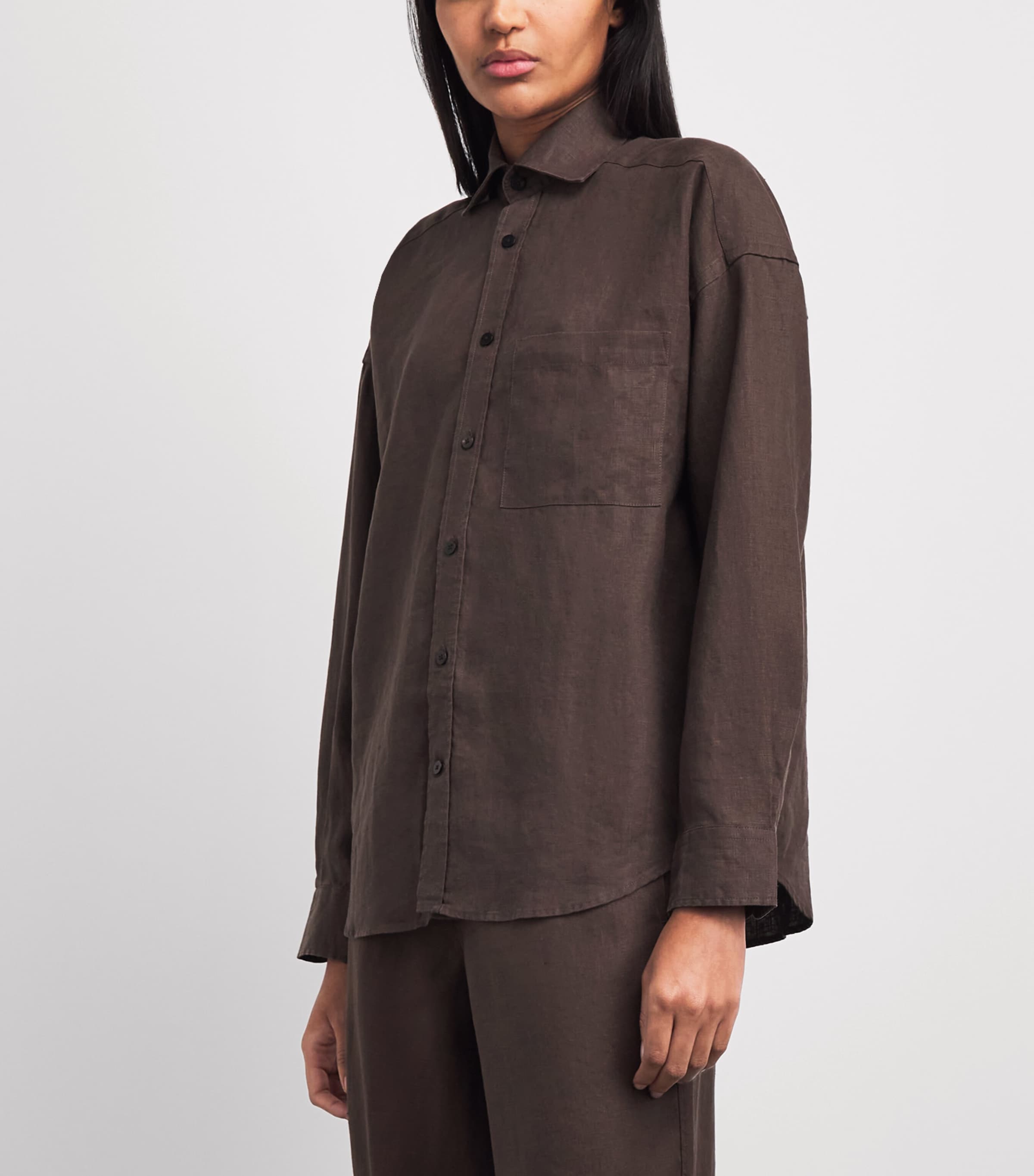 With Nothing Underneath Womens Hemp The Weekend Shirt Chocolate Image 4