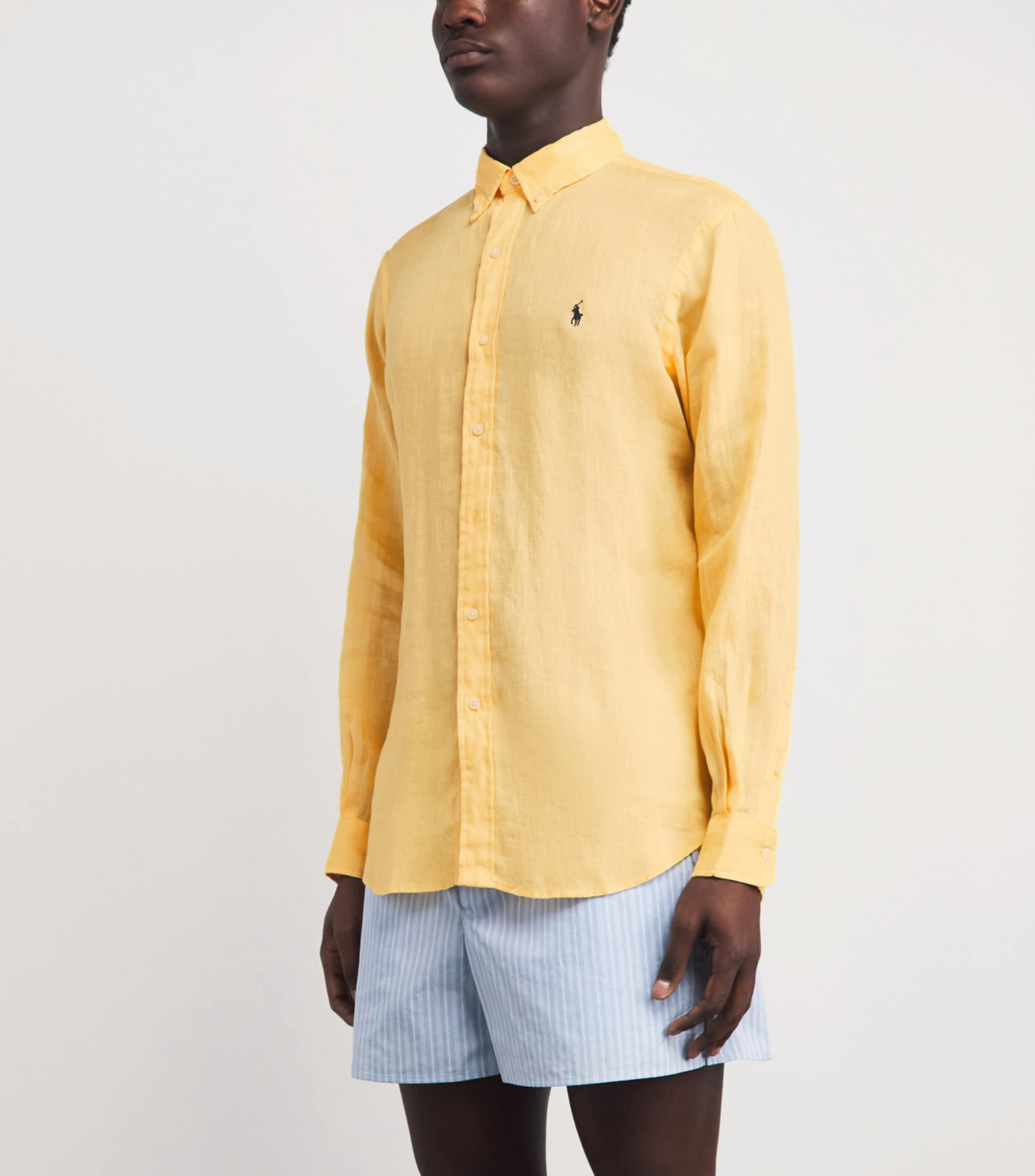 Polo Ralph Lauren Mens Linen Custom-Fit Shirt Corn Yellow Image 4
