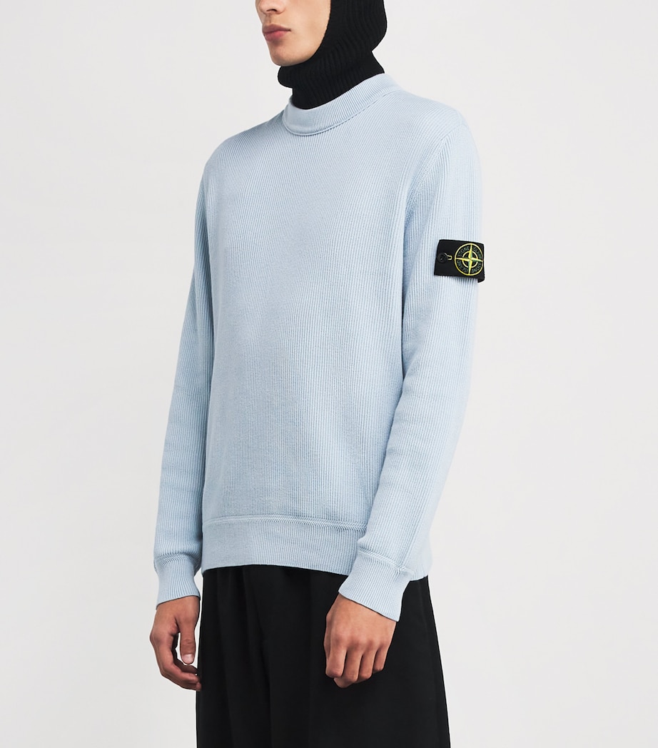 Cotton Rib-Knit Compass Sweater V0041 Image 3