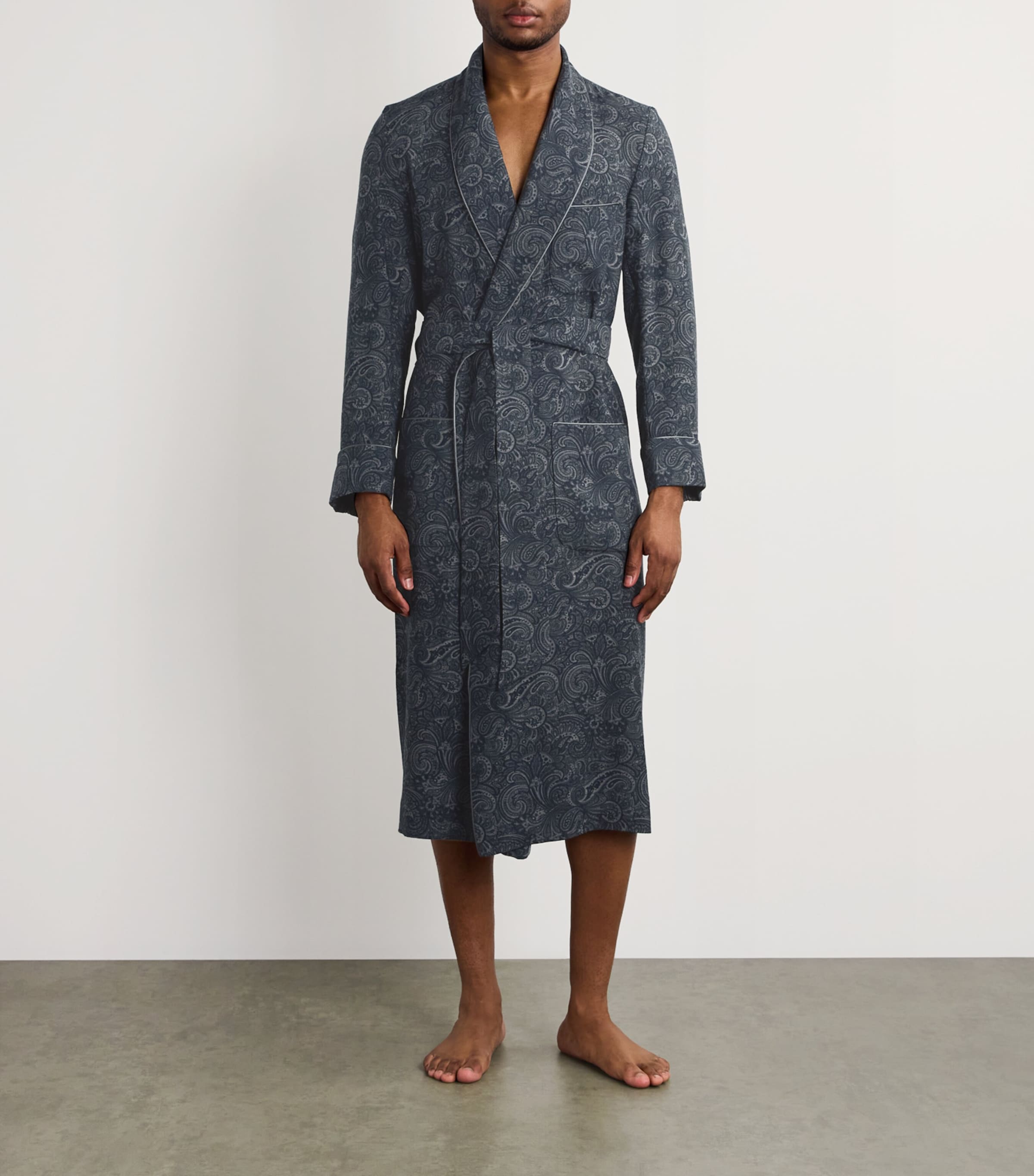 Wool Paisley Print Dressing Gown DARK BLUE Image 2