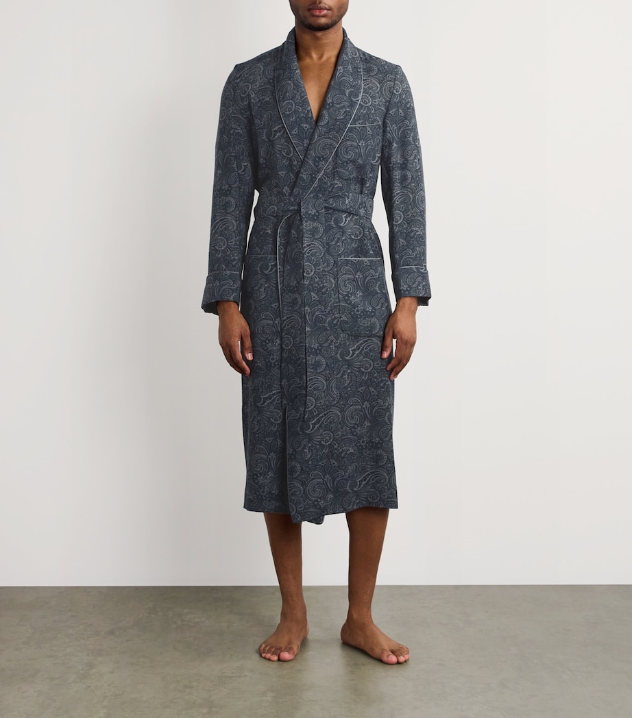 Wool Paisley Print Dressing Gown DARK BLUE Image 2