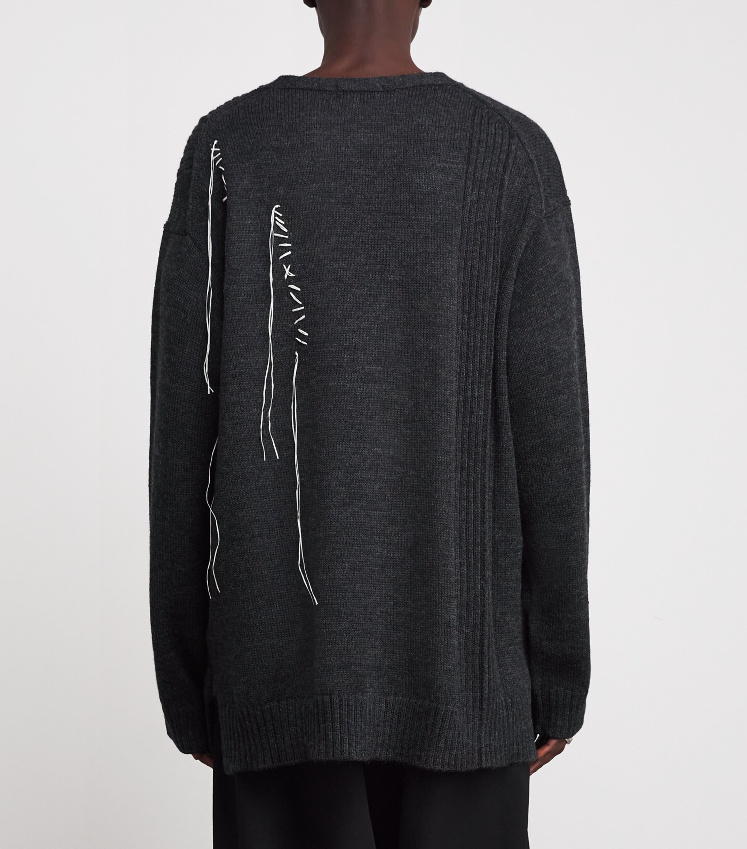 Yohji Yamamoto Grey Wool Embroidered V-Neck Cardigan | Harrods US