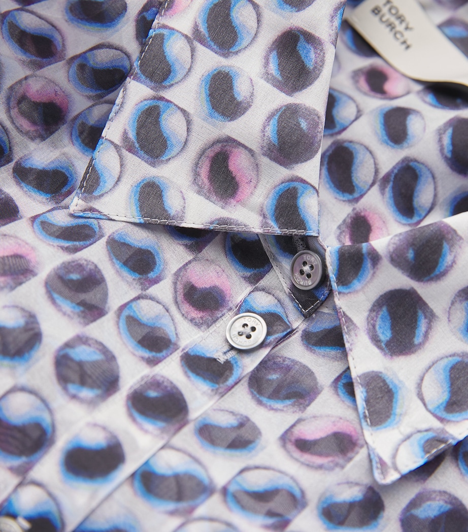 Silk Organza Graphic Print Shirt Dress 414 BLUE CANDY DOT Image 5