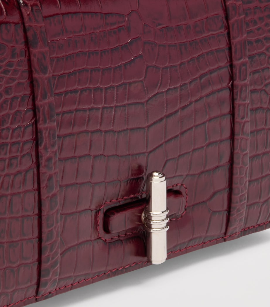 Croc-Embossed Leather May Small Top-Handle Bag ROSEWOOD Image 6