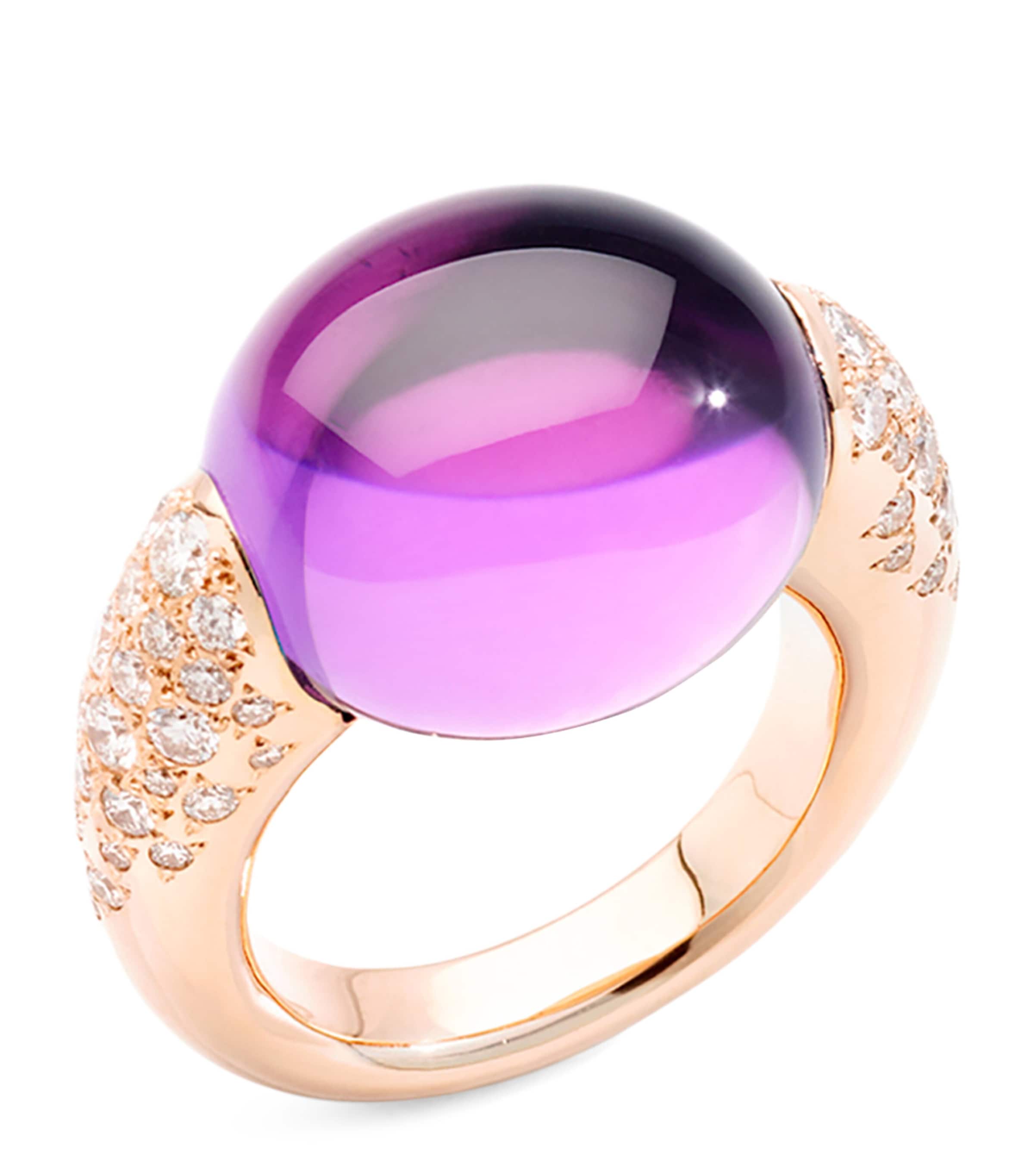 Pomellato Rose Gold, Diamond And Amethyst Iconica Ring In Purple