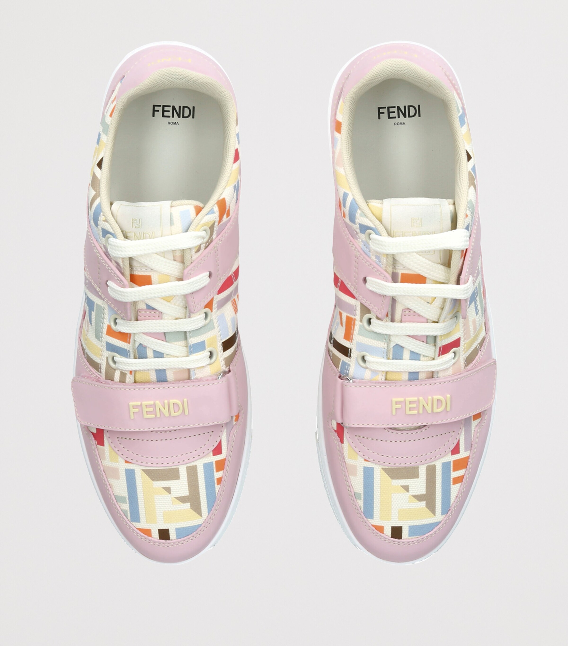 Fendi Kids Leather Logo Sneakers Pink Comb Image 4