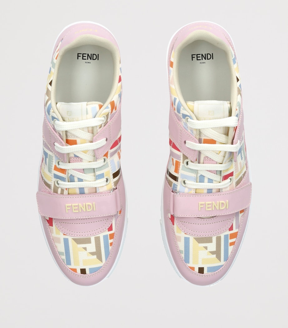 Fendi Kids Leather Logo Sneakers Pink Comb Image 4