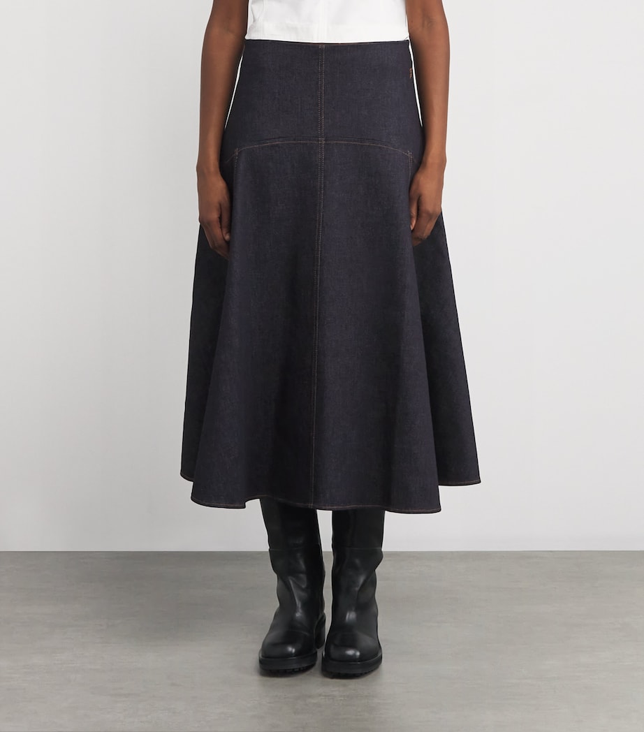 Stretch Cotton-Cashmere Denim Skirt 390 DARK NAVY Image 3