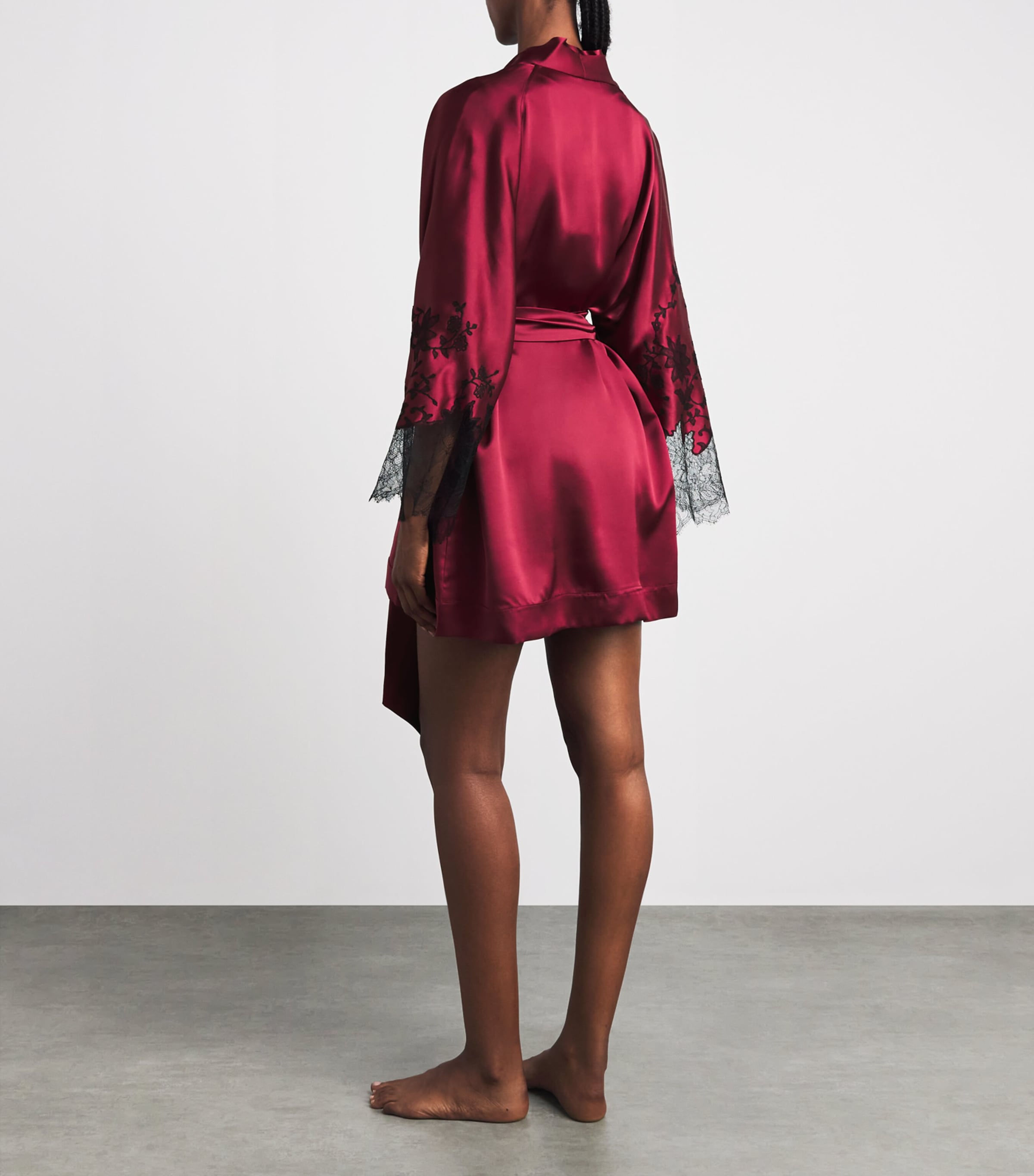 Carine Gilson Womens Silk Short Hanae Robe Rubis Red Image 5