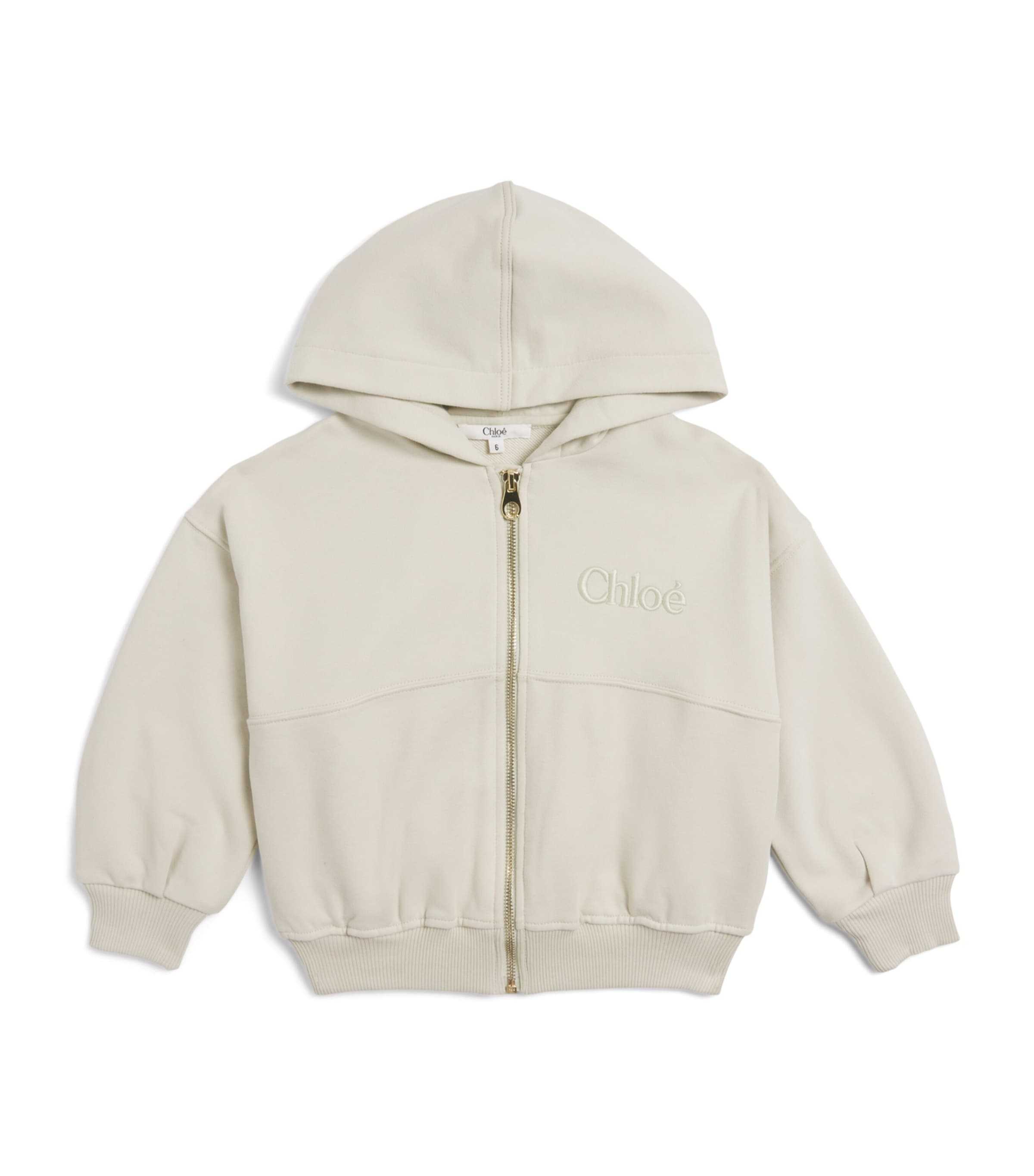 Chloé Kids Logo-Embroidered Zip-Up Hoodie (4-14 Years) Lime Image 1