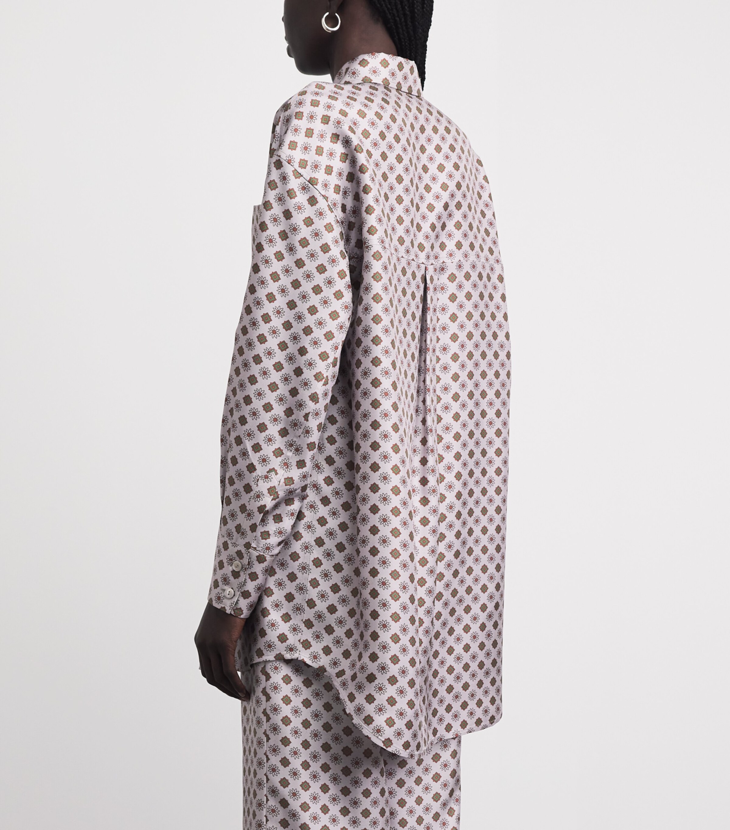 Colombo Womens Silk Twill Printed Shirt Edelweiss Print Image 5