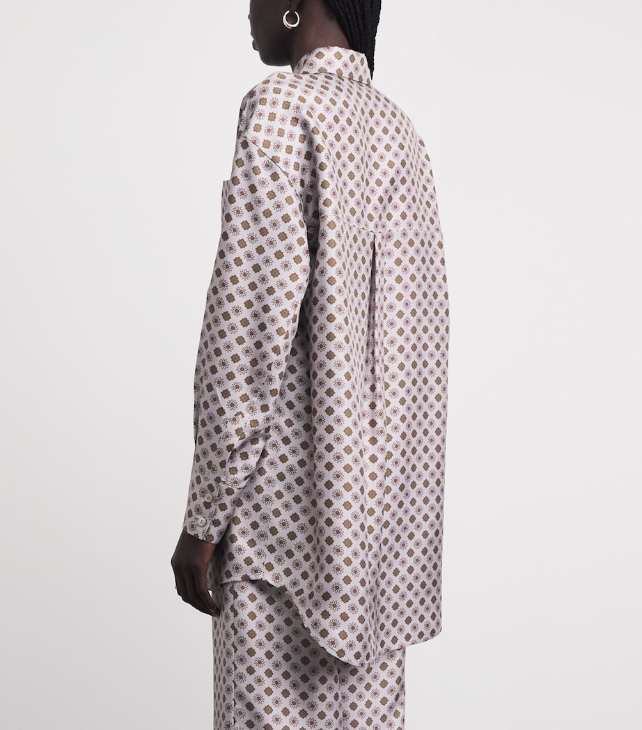Colombo Womens Silk Twill Printed Shirt Edelweiss Print Image 5