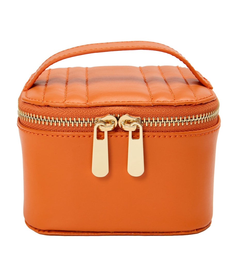 Vegan Leather Maria Cube Jewellery Case TANGERINE Image 1