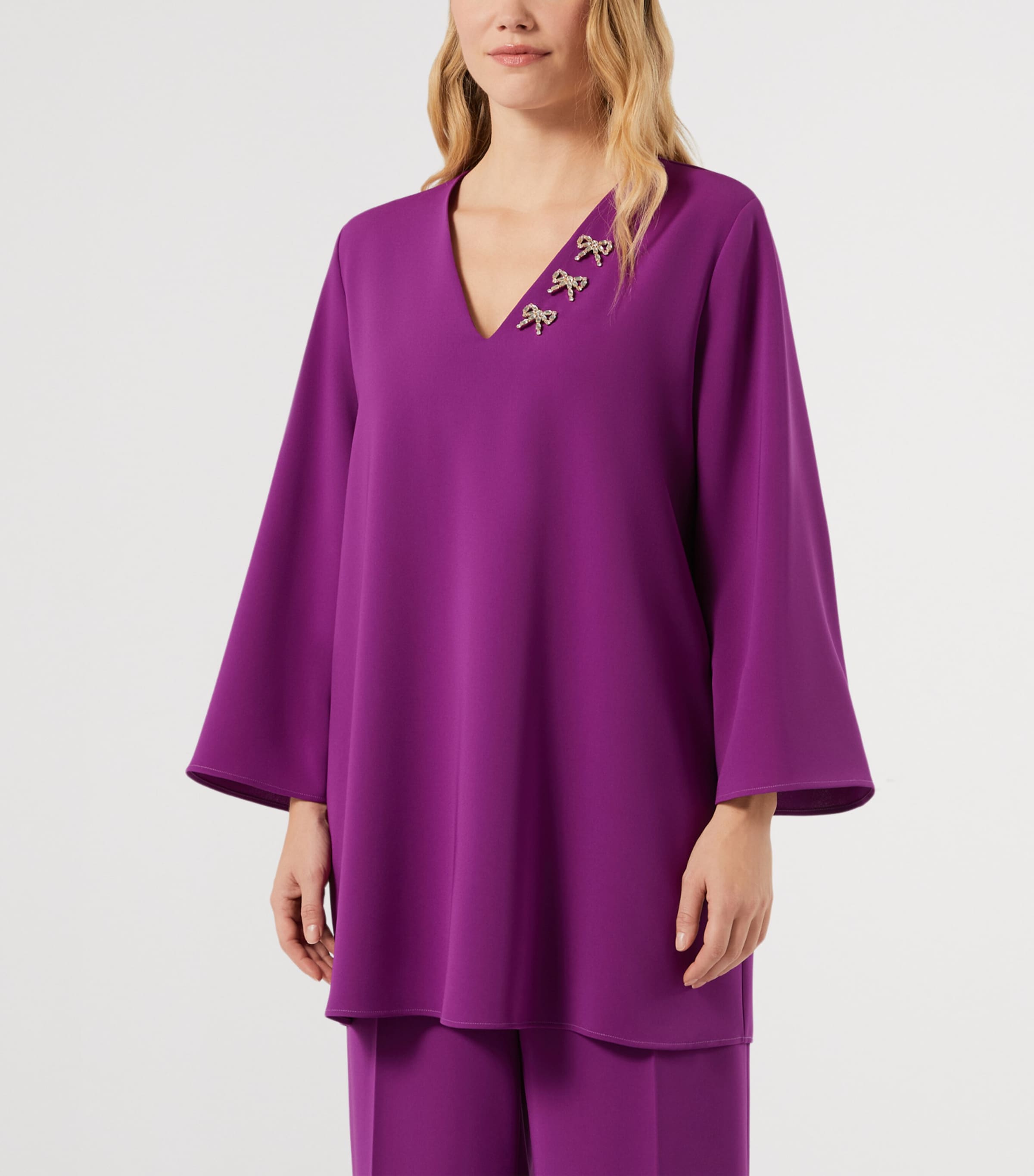 Marina Rinaldi Womens Embellished Top Fuxia Viola Image 3