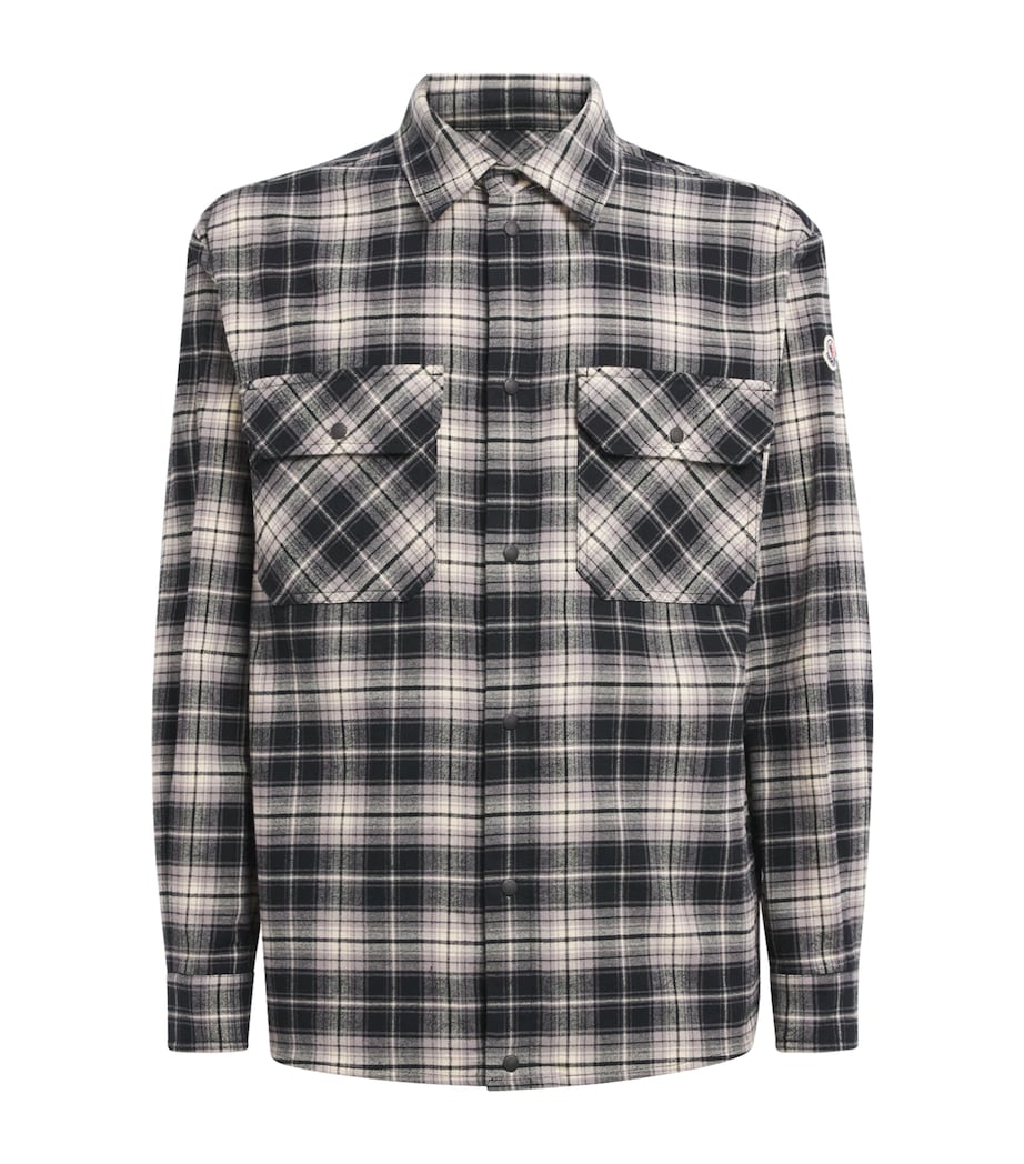 Moncler Mens Cotton Check Zip-Up Shirt Image 1