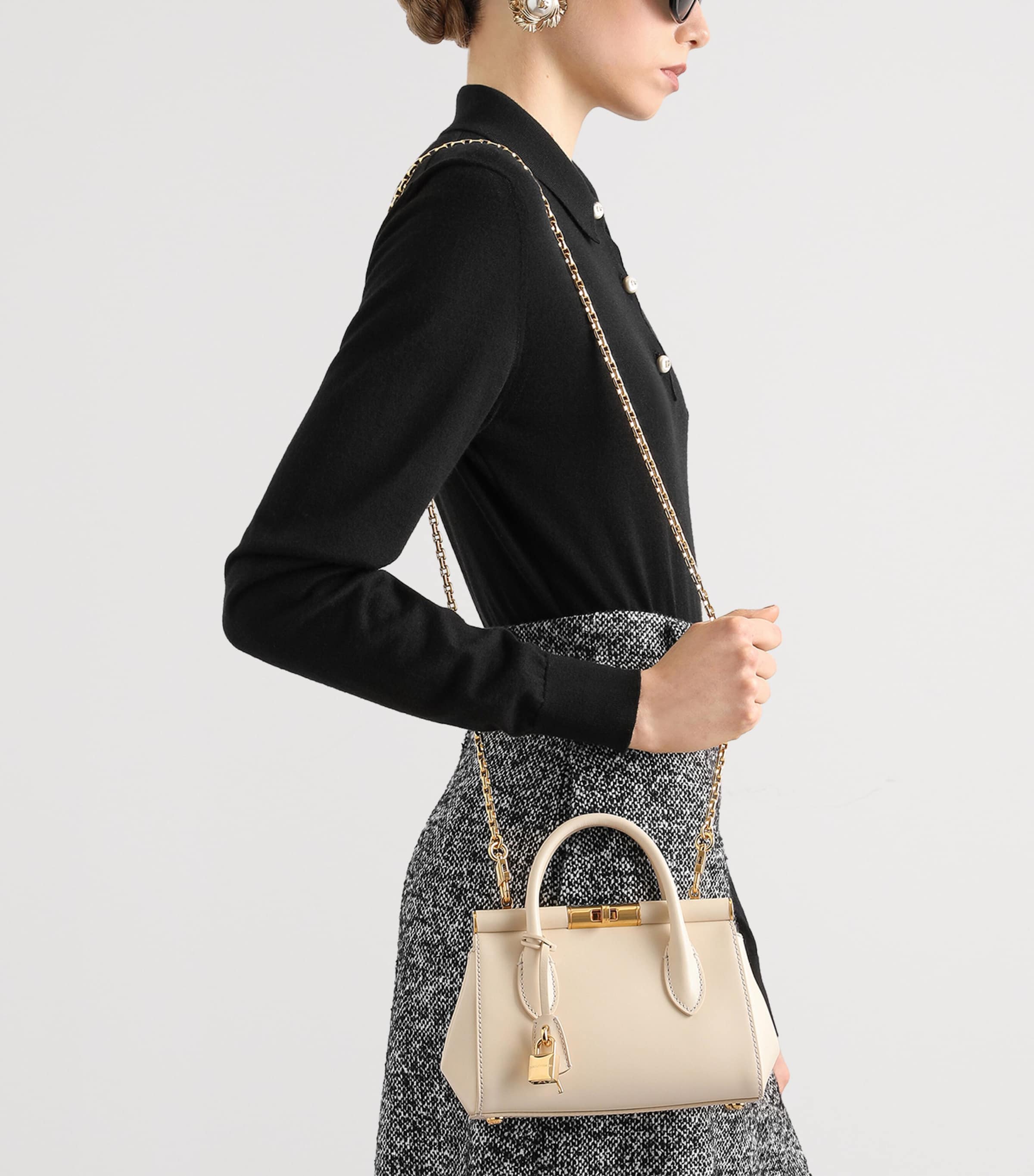 Dolce&Gabbana Mini Leather Marlene Top-Handle Bag Burro Image 4