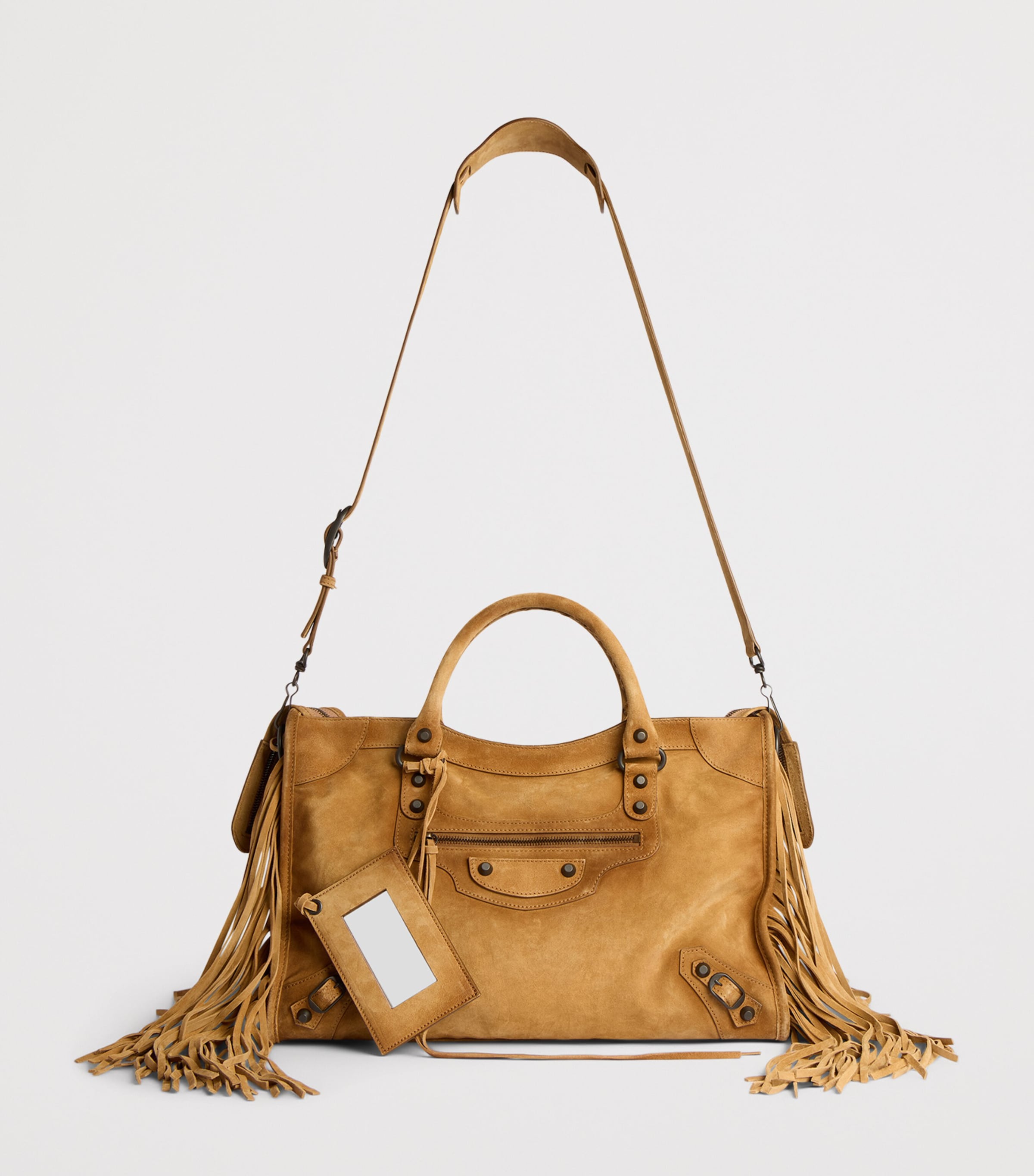 Balenciaga Small Suede Fringe Le City Top-Handle Bag Image 3