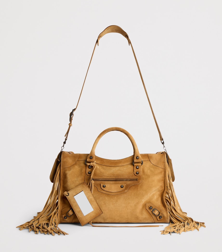 Balenciaga Small Suede Fringe Le City Top-Handle Bag Image 3