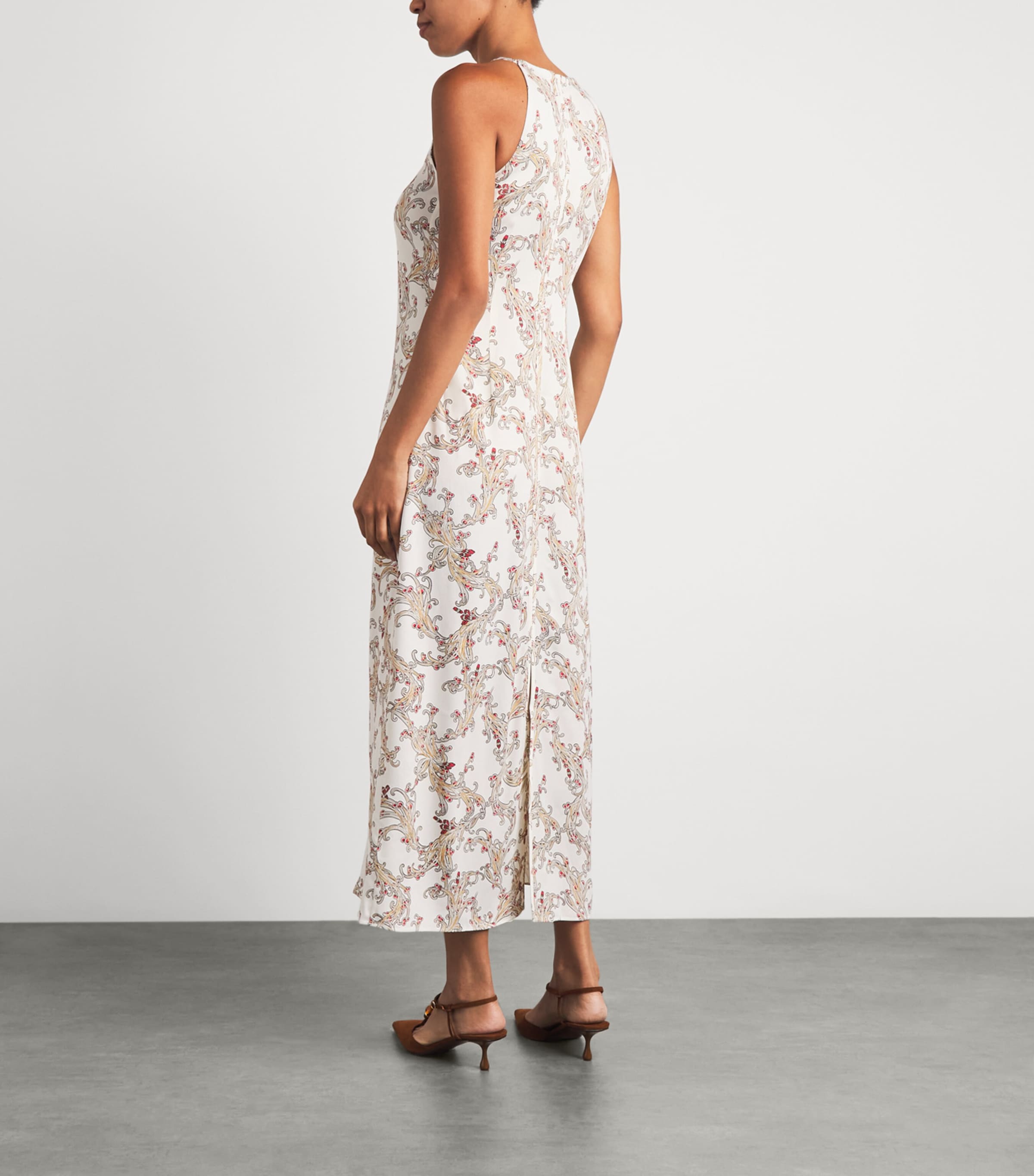 ME+EM Womens Crepe Halterneck Maxi Dress Light Cream/multi Image 4
