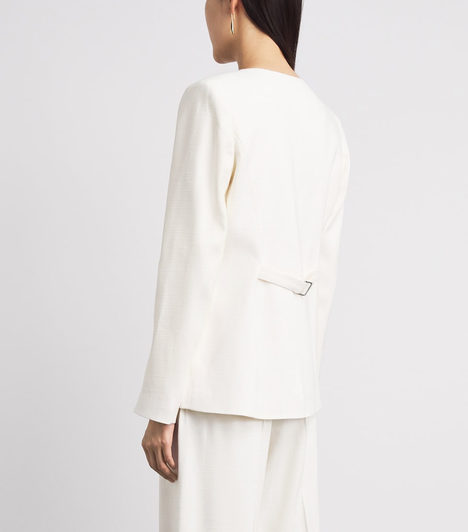 PAIGE Womens Scoop-Neck Edina Blazer Bone Image 5