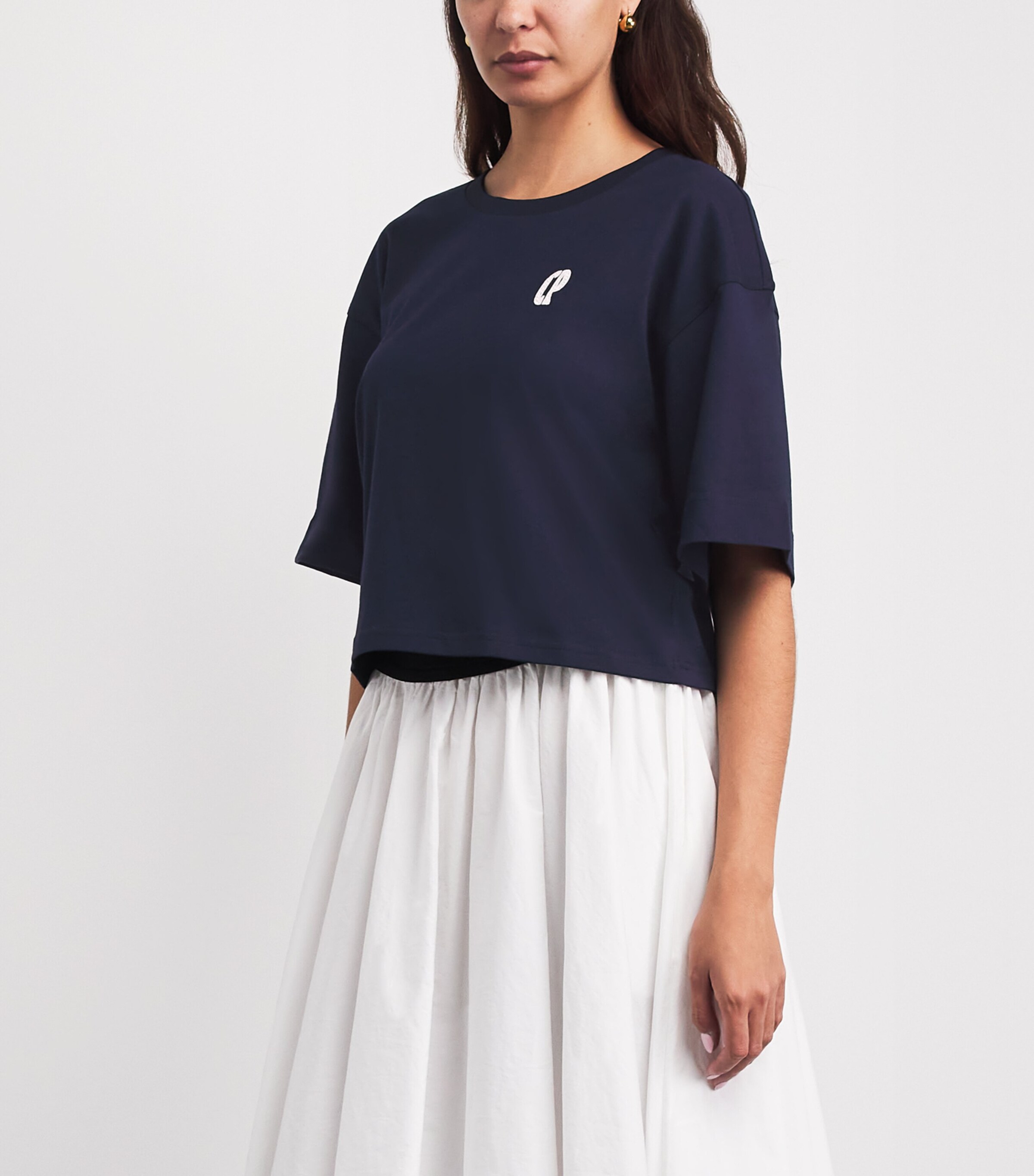 Claudie Pierlot Womens Cotton Logo-Embroidered T-Shirt Navy Image 4