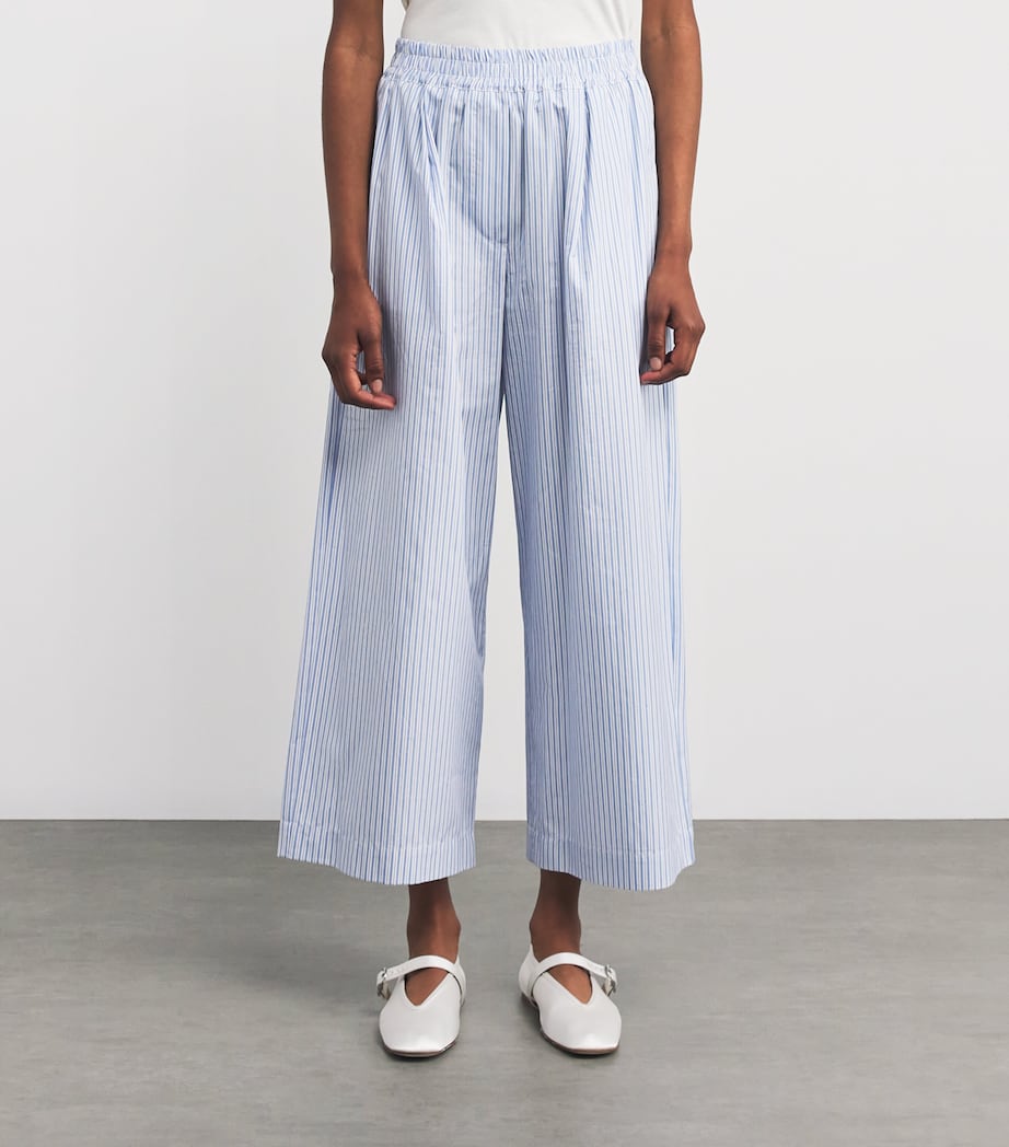 Cotton Wide-Leg Trousers LIGHT BLUE Image 3