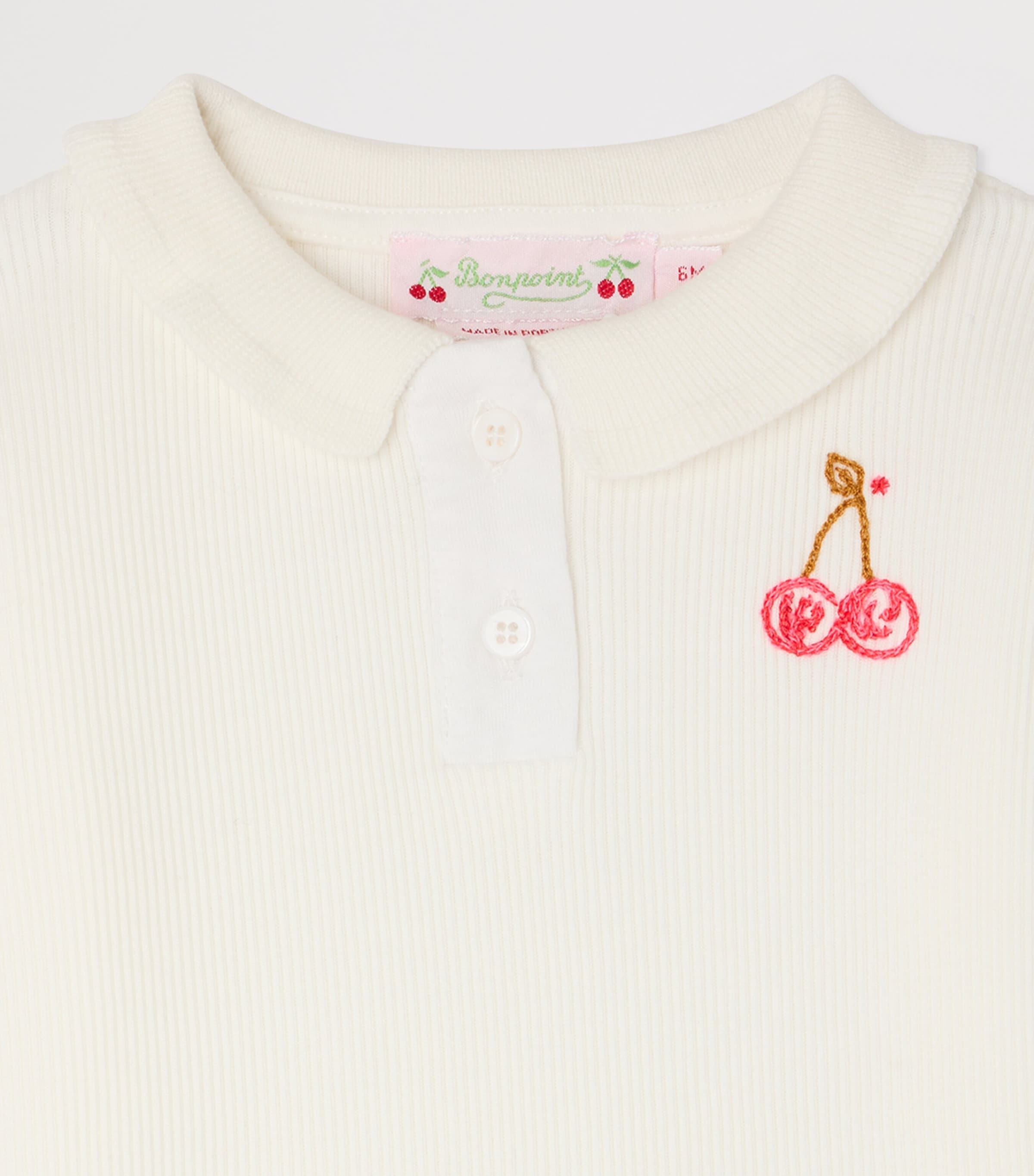 Bonpoint Cotton Embroidered Polo Shirt (6-18 Months) Upb Blanc Lait Image 3