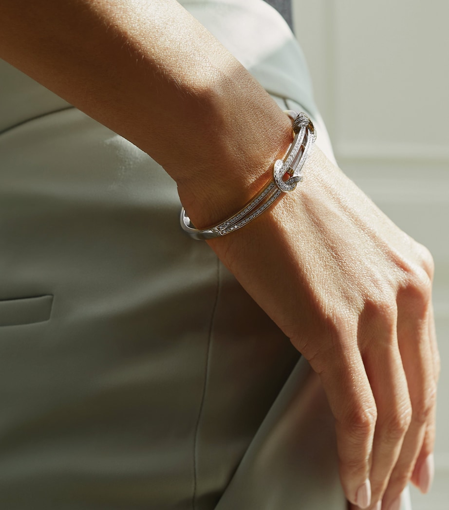 White Gold and Diamond The Knot Bangle SILVER Image 4