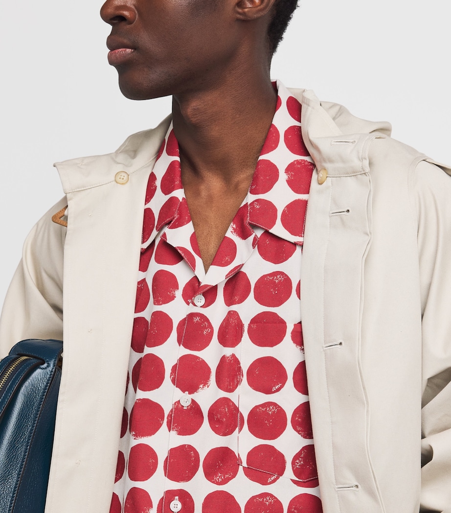 AMI Paris Mens Polka-Dot Boxy Short-Sleeve Shirt Rouge Rubis/ivr Image 3