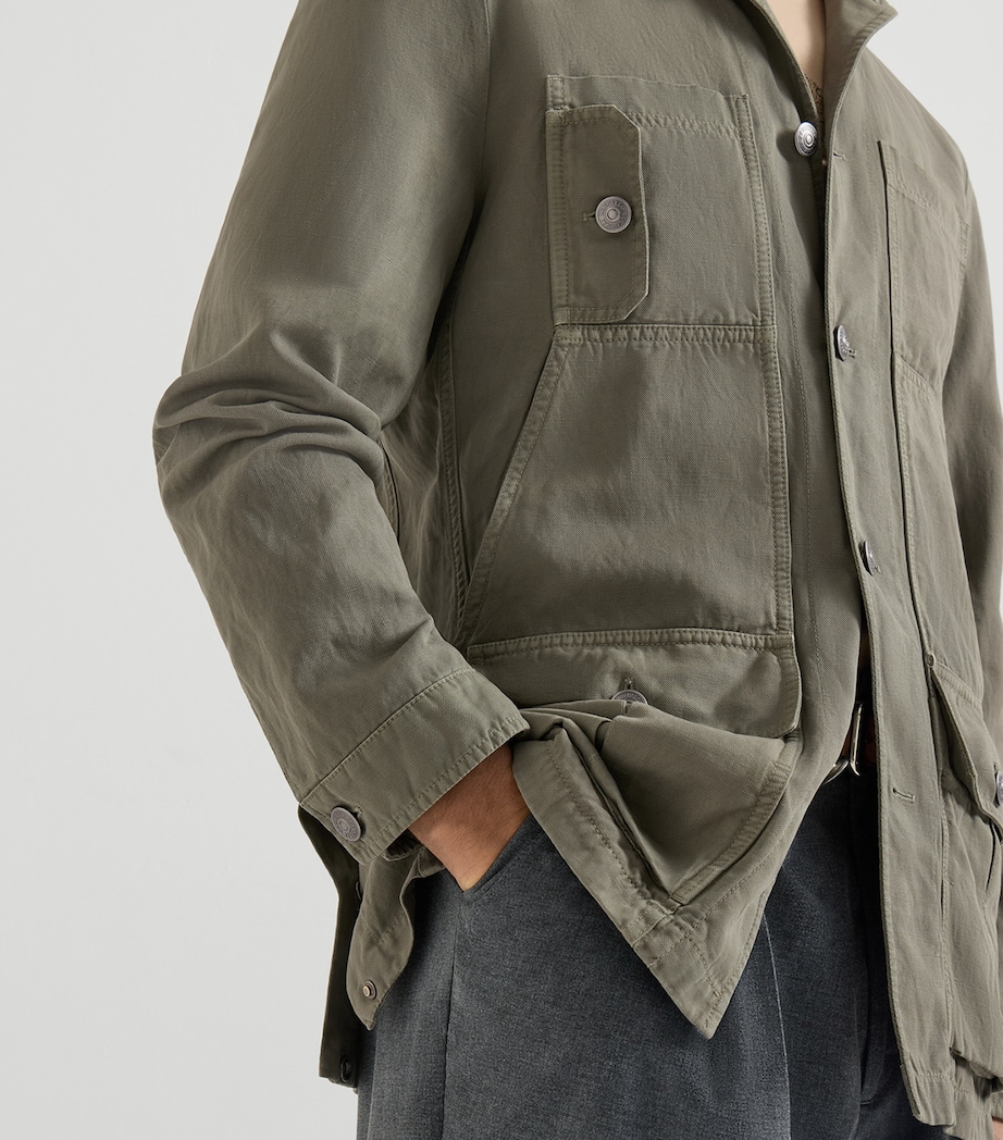 Brunello Cucinelli Mens Cotton-Linen Canvas Jacket Image 6