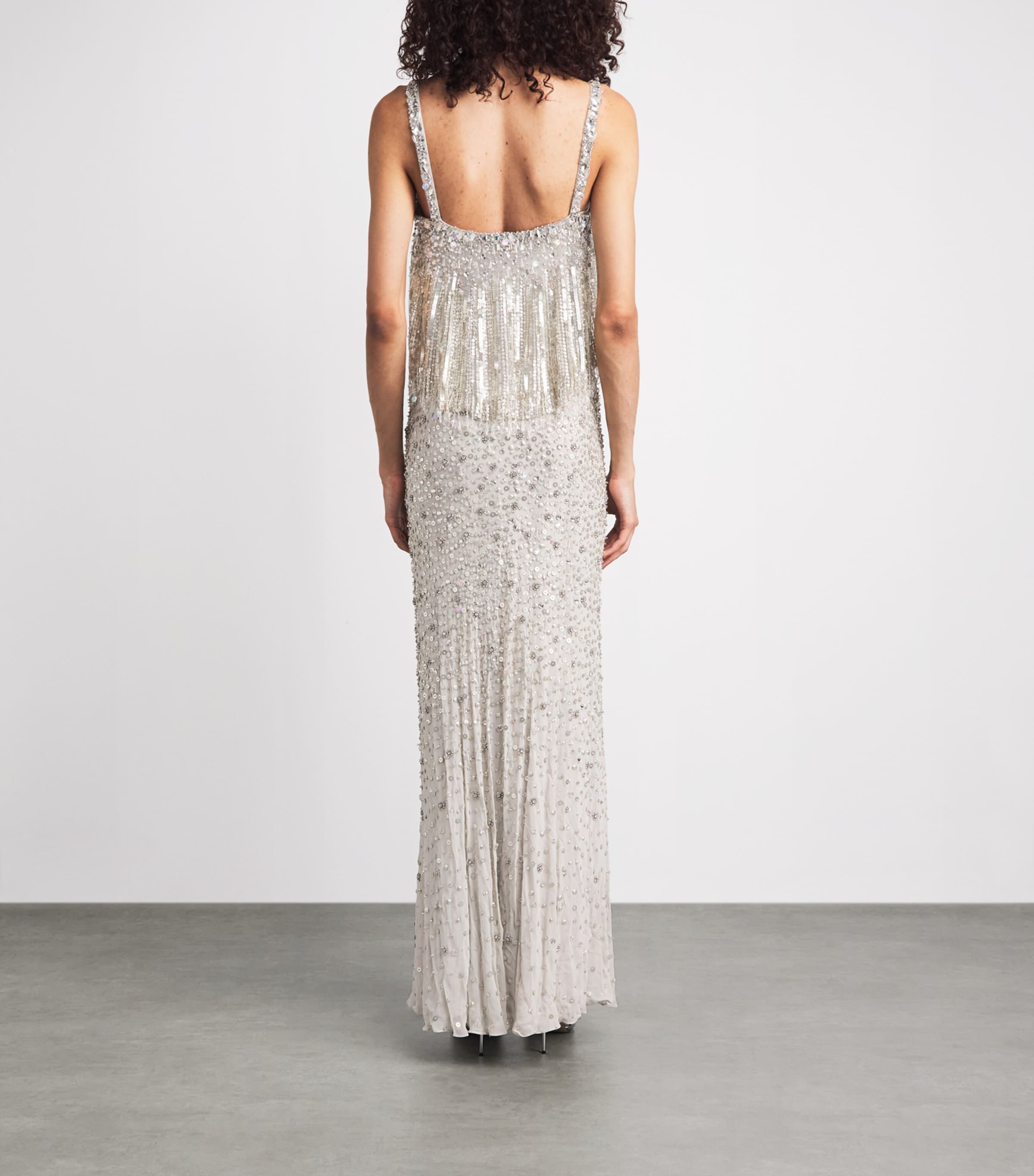 Jenny Packham Womens Embellished Iris Gown Snow Image 4