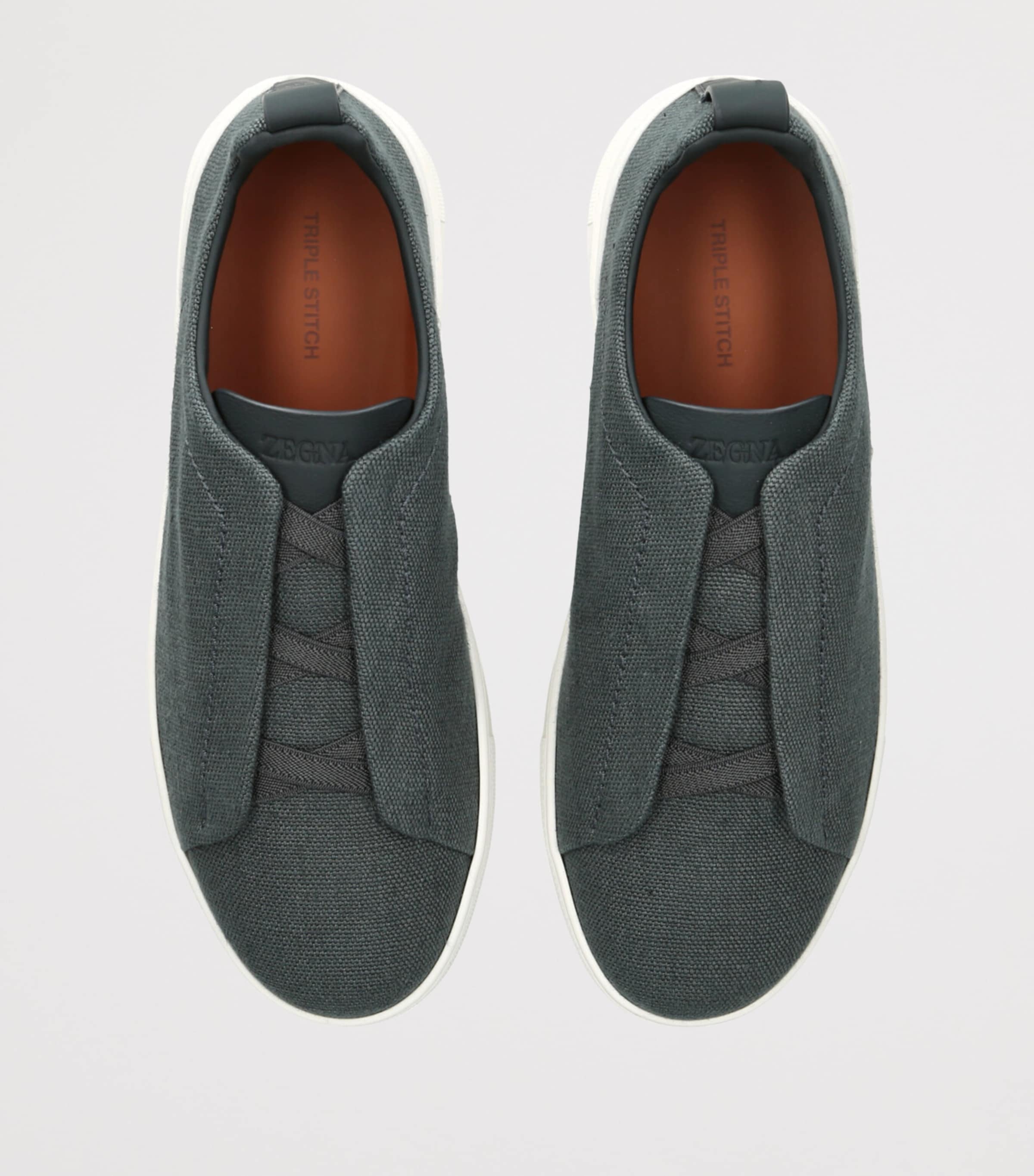 Cotton-Linen Triple Stitch Sneakers BLUE/DARK Image 4