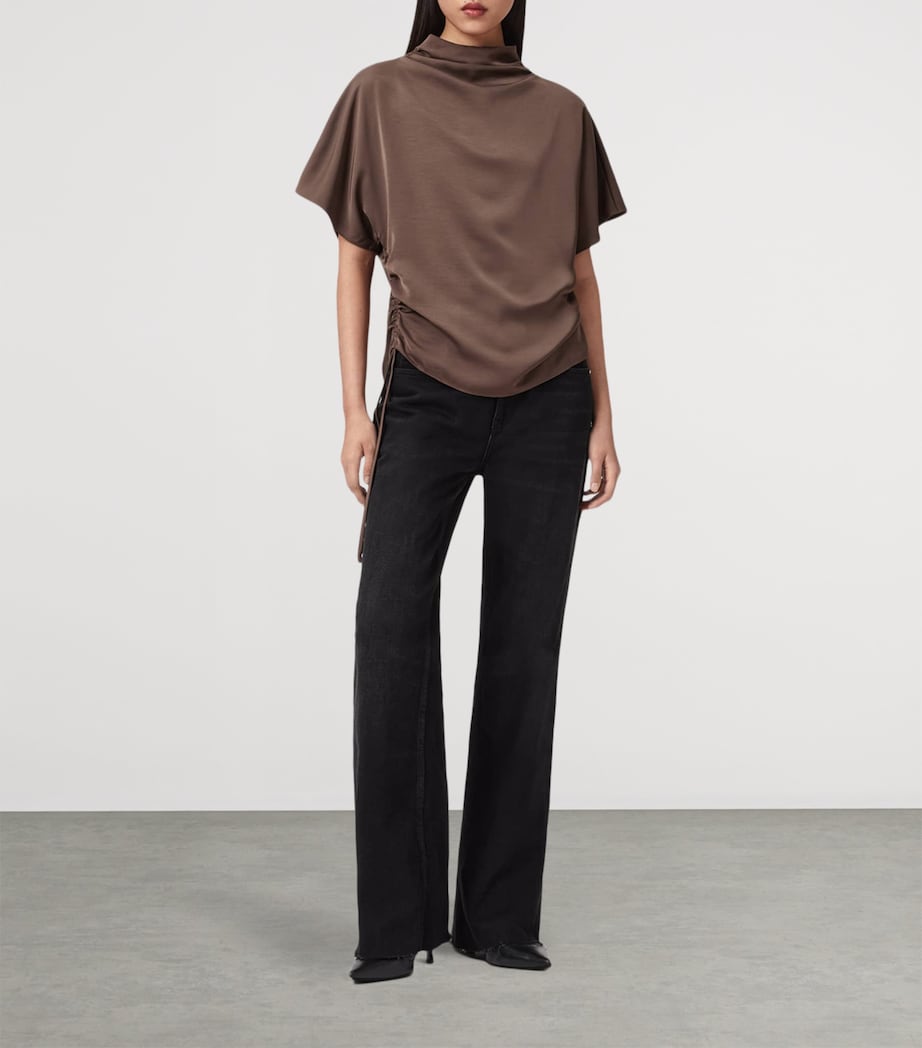 AllSaints Womens Draped Leslie Top Pot Brown Image 2