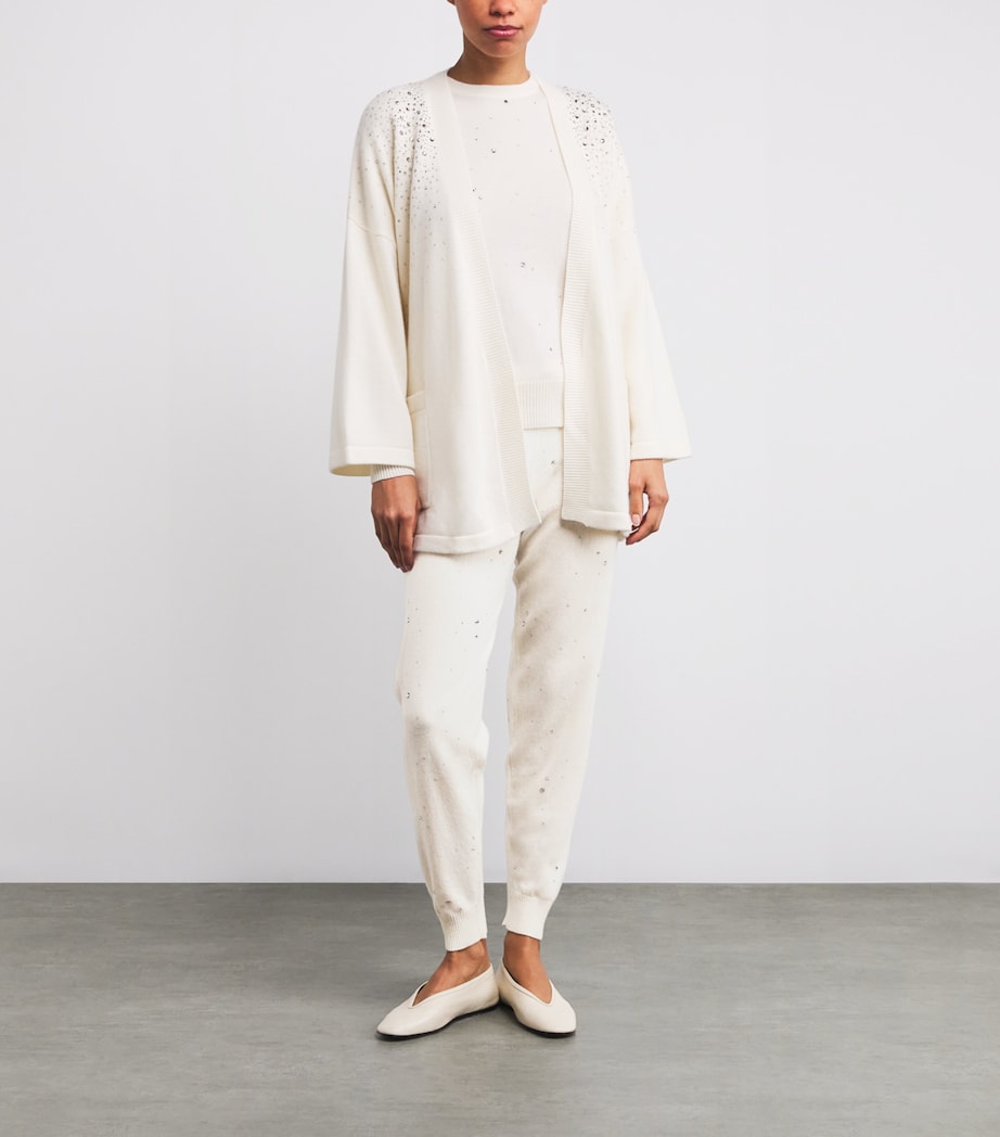 Cashmere Crystal-Embellished Sweatpants WINTER WHITE/SI Image 2