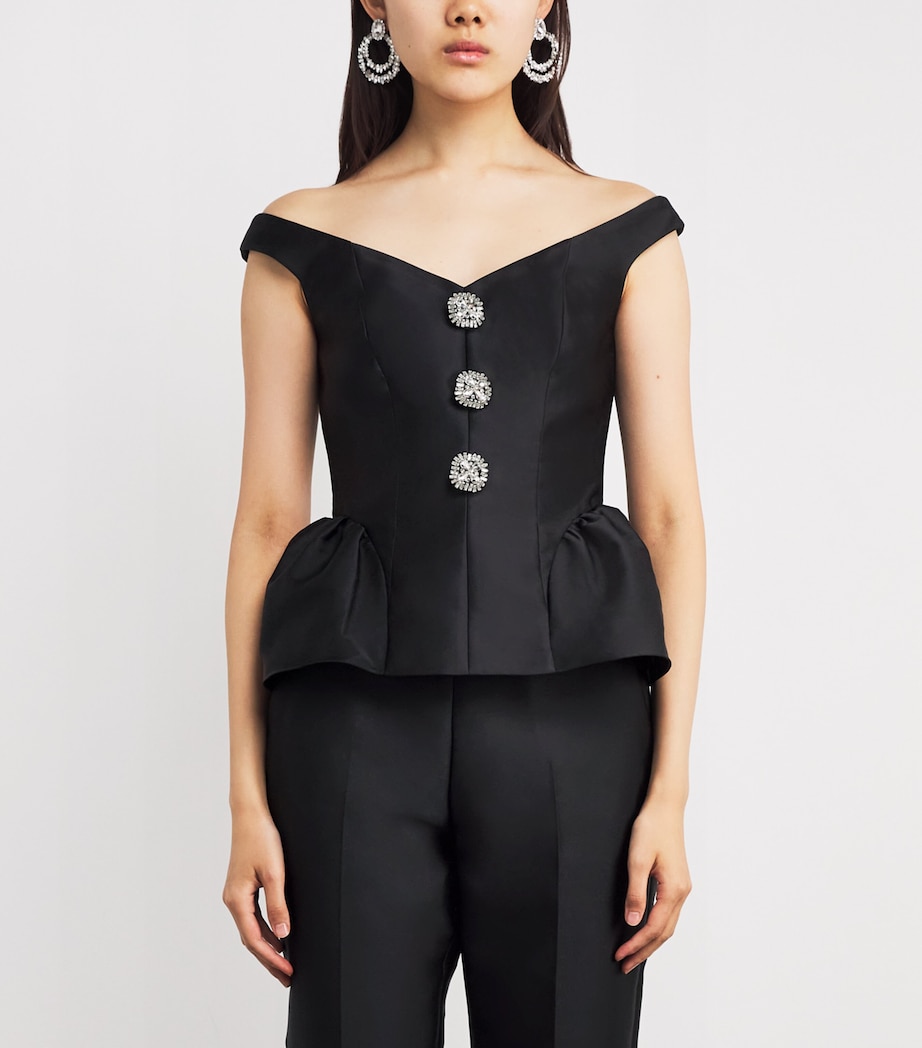 Taffeta Peplum Top BLACK Image 3
