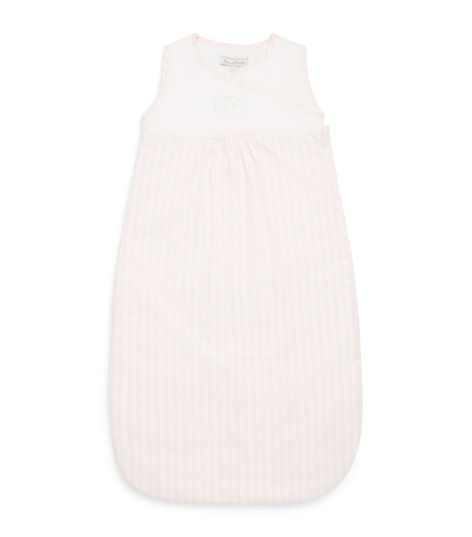 Cotton Padded Stripe Sleeping Bag PINK Image 1