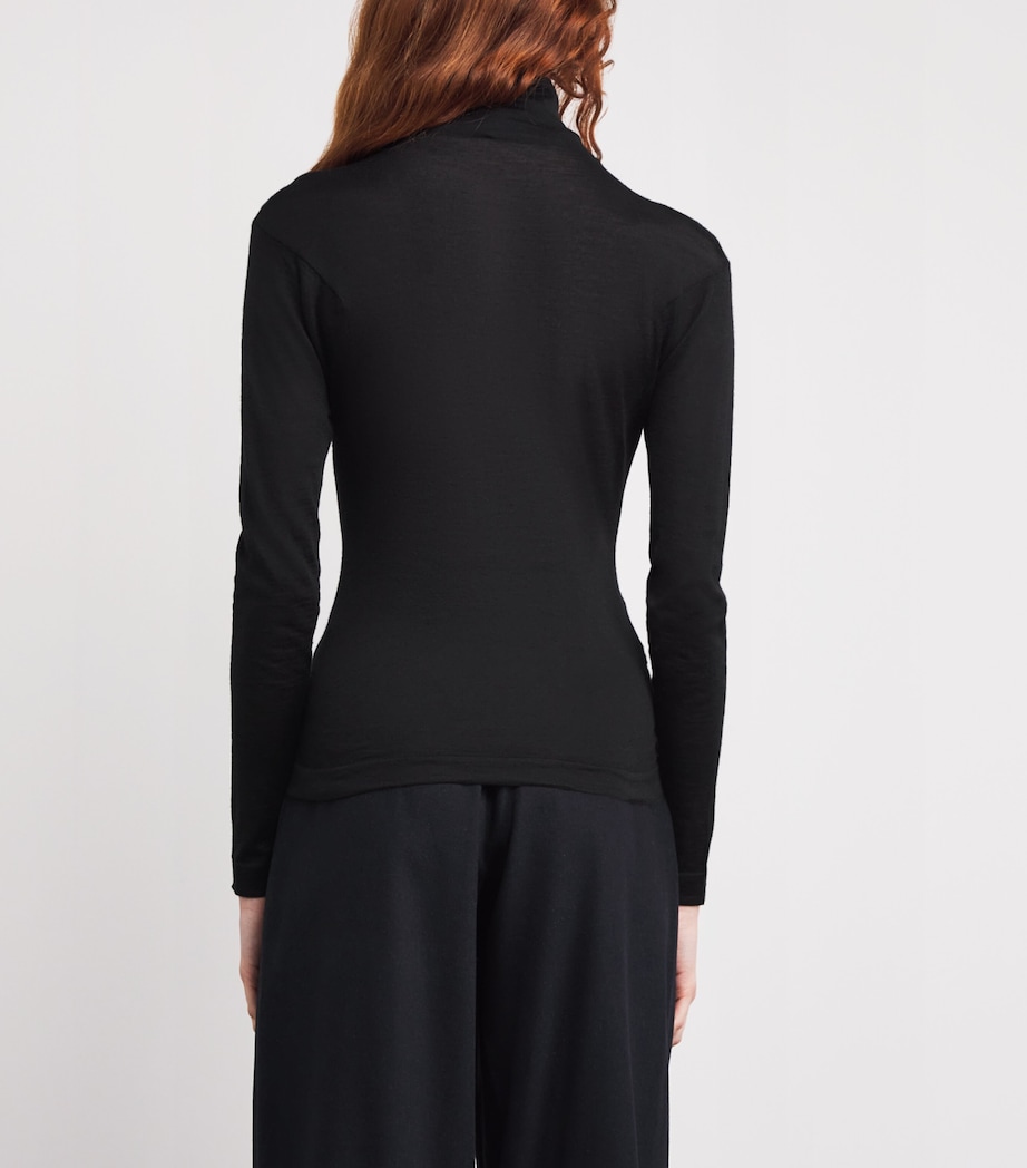 Colombo Womens Ultra-Fine Kid Cashmere Rollneck Sweater Black Image 4