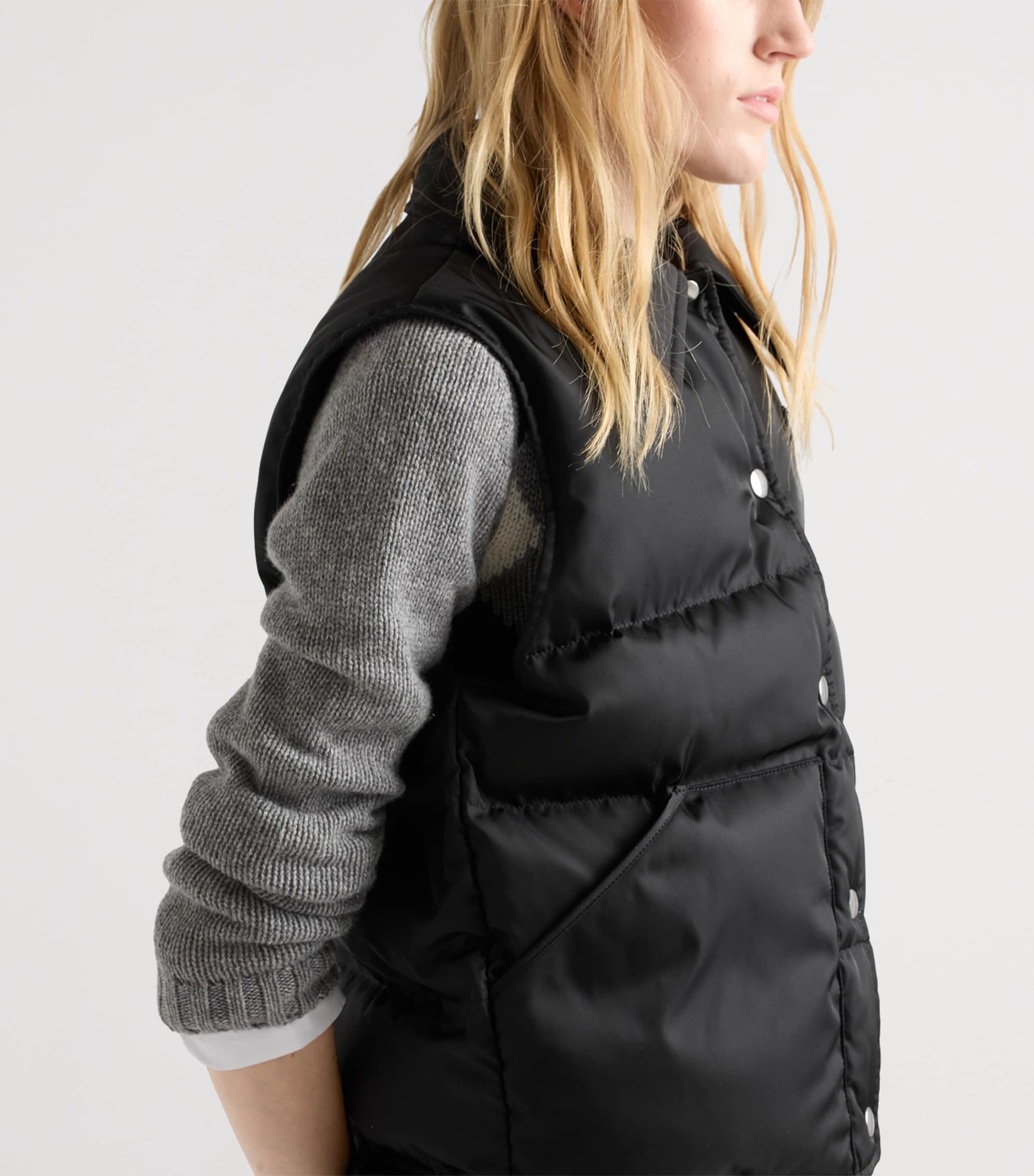 Prada Black Down-Filled Re-Nylon Gilet | Harrods UK