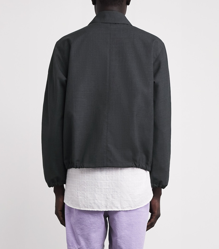 Auralee Mens Wool Bomber Jacket Top Charcoal Image 5