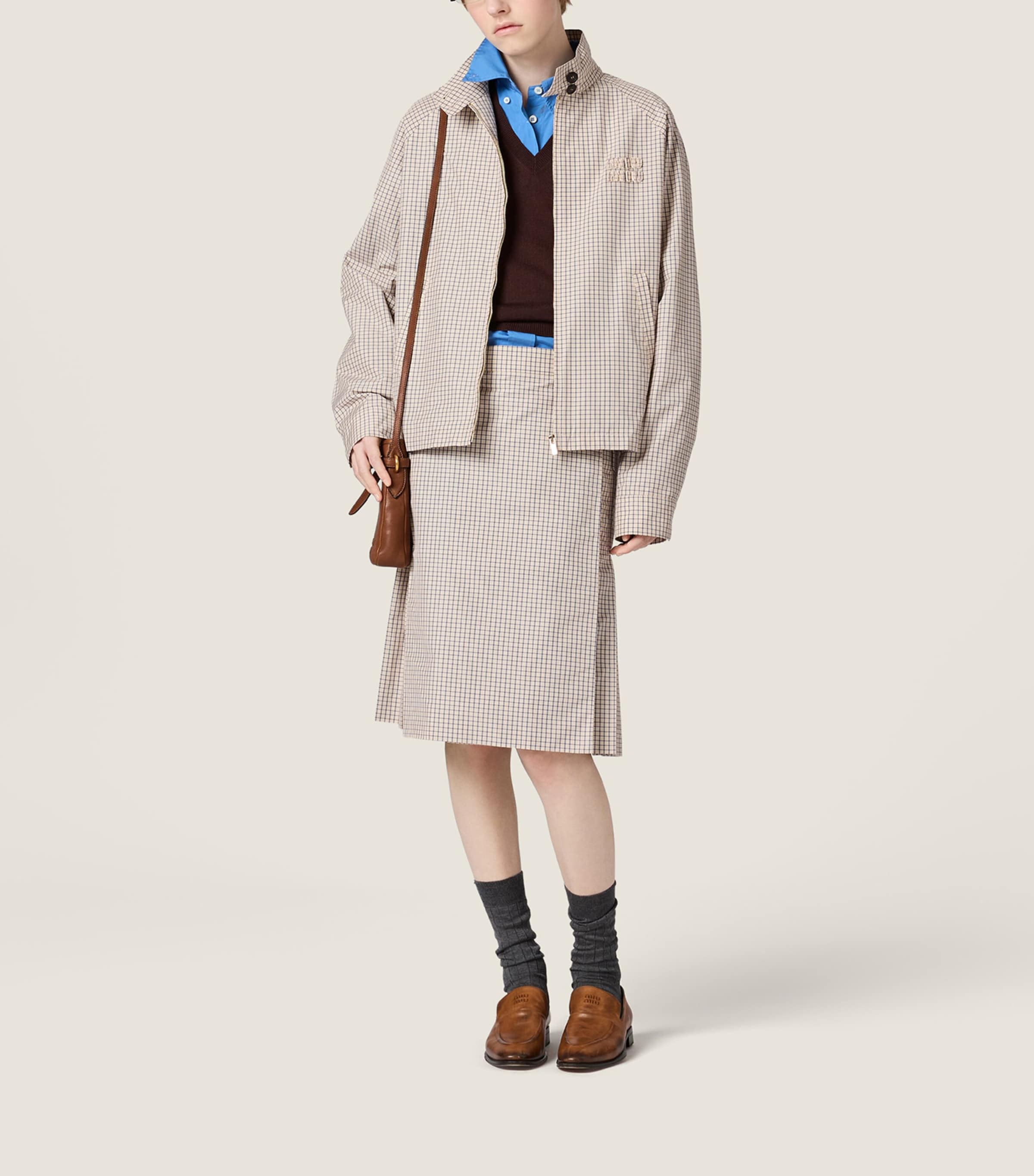 Miu Miu Womens Check Blouson Jacket Image 2