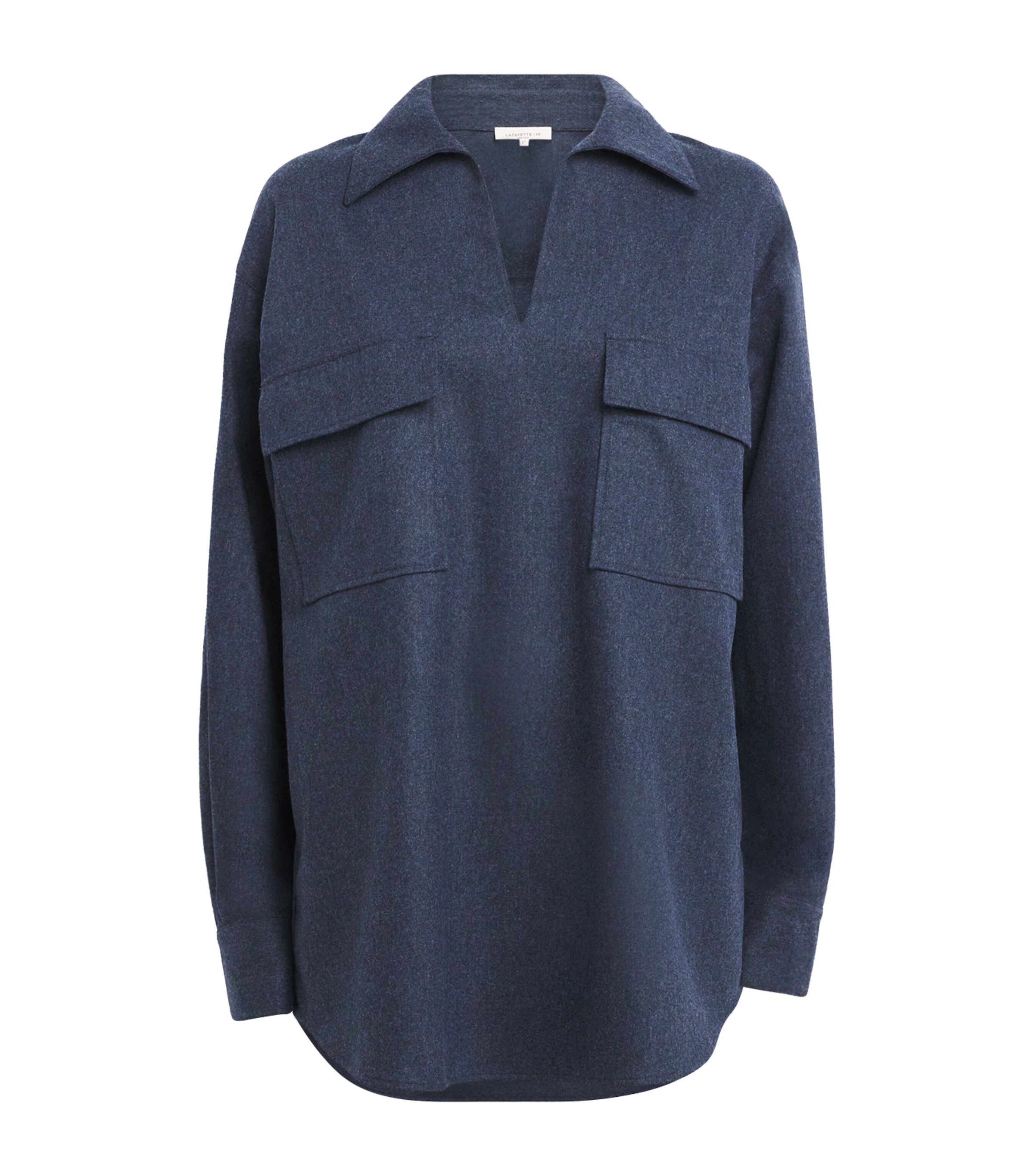Lafayette 148 New York Patch Pocket Popover Shirt In Blue